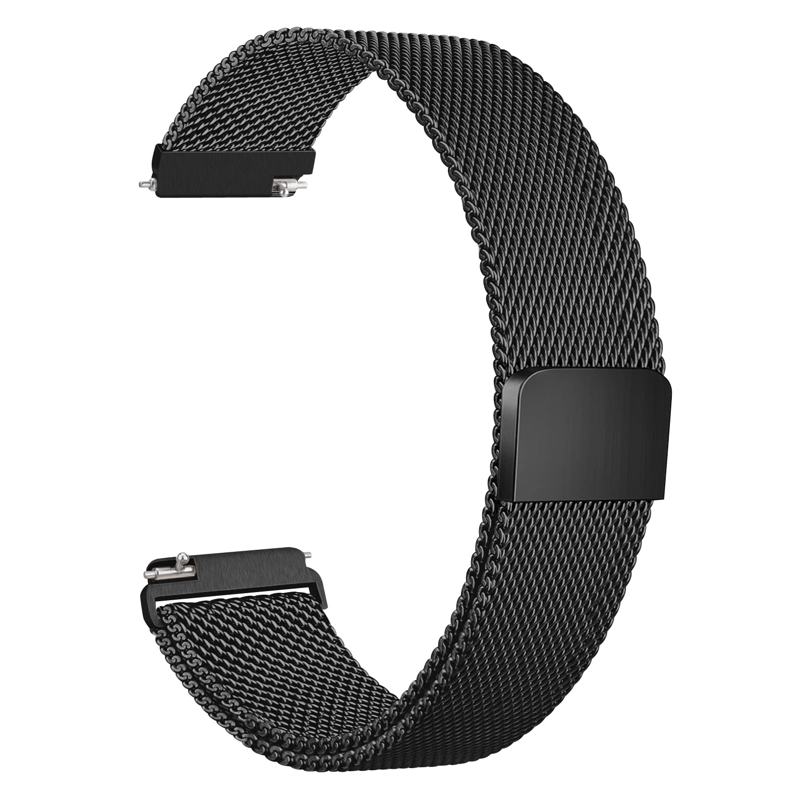 Premium Stainless Steel Mesh Watch Band 20mm 22mm - Quick Release Replacement Strap for Men & Women - Durable Metal Watch Strap for Apple Watch, Samsung, Fitbit & Smartwatches (Black, 20mm) - Perfect for Work, Gym & Everyday Wear