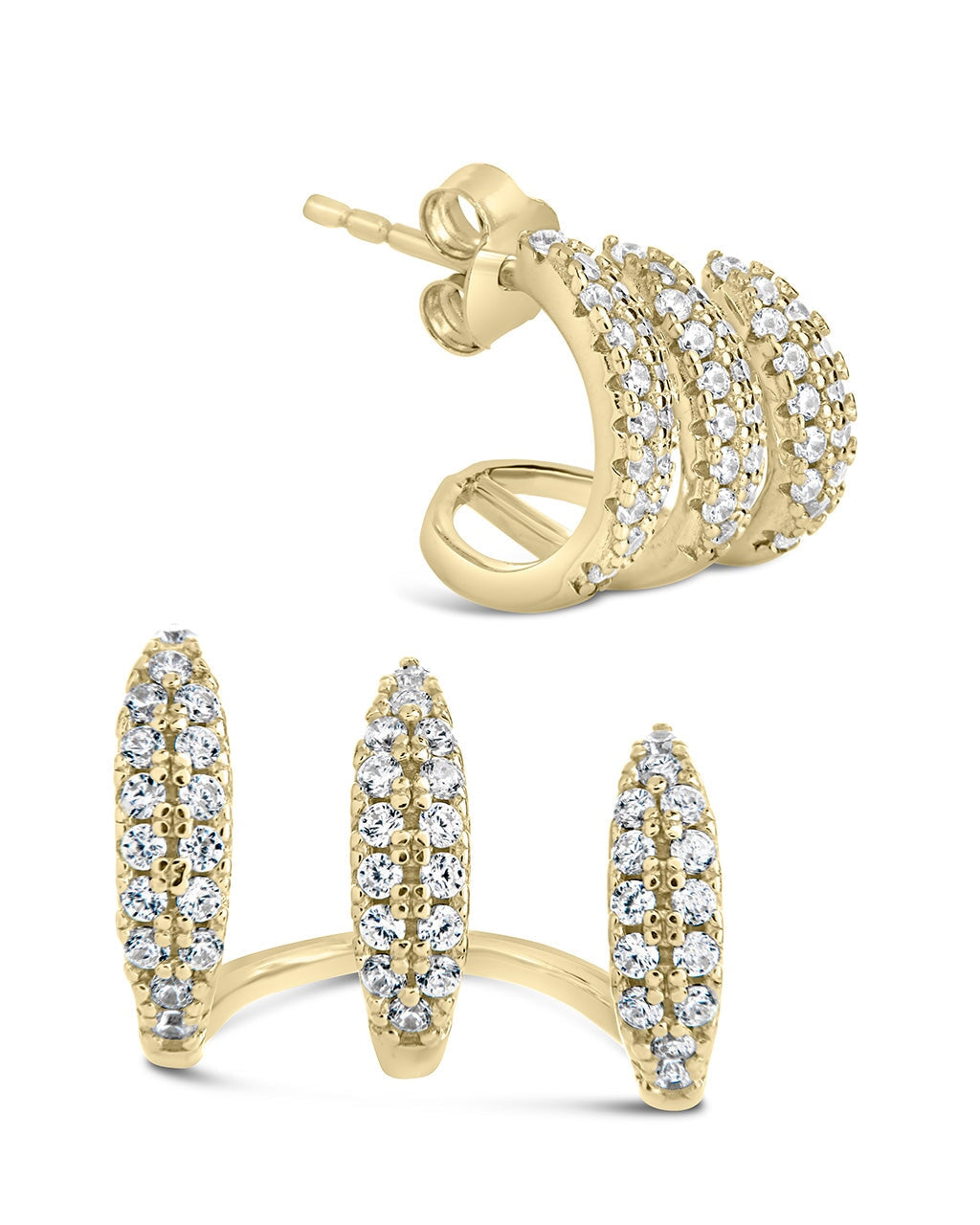 Nicolette CZ Cuff Stud Earrings - Elegant Cubic Zirconia Fashion Jewelry for Women | Perfect for Parties, Weddings & Special Occasions