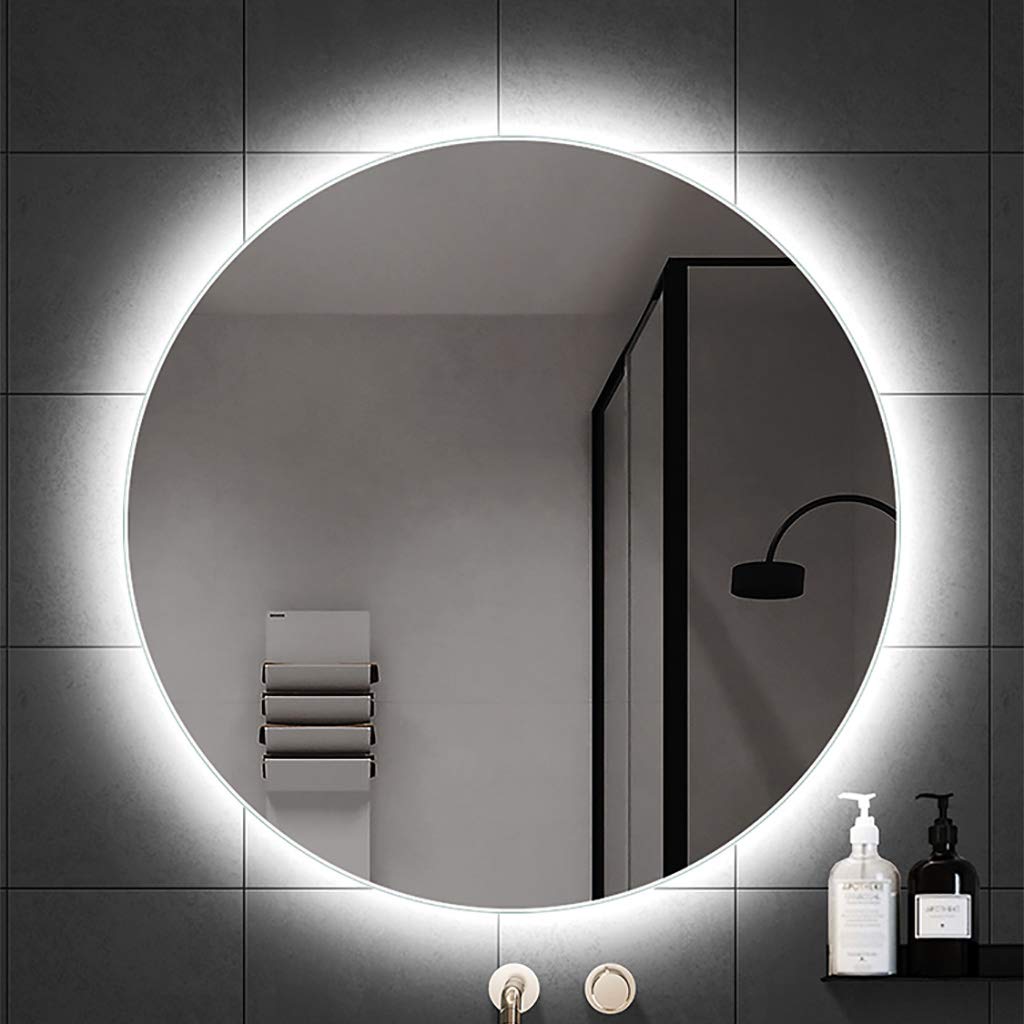 LED Backlit Bathroom Mirror - Wall Vanity Illuminated Mirror with White/Warm Light, Explosion-Proof Frameless Round Makeup Mirror for Modern Bathroom & Dressing Room Decor