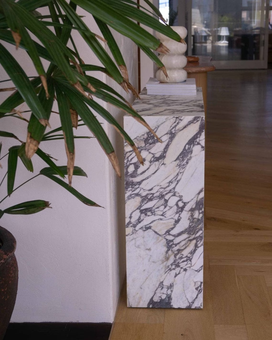 Luxury Calacatta Viola Marble Rectangular Console Table - Polished Finish NTRVS208 for Elegant Entryway & Living Room Decor