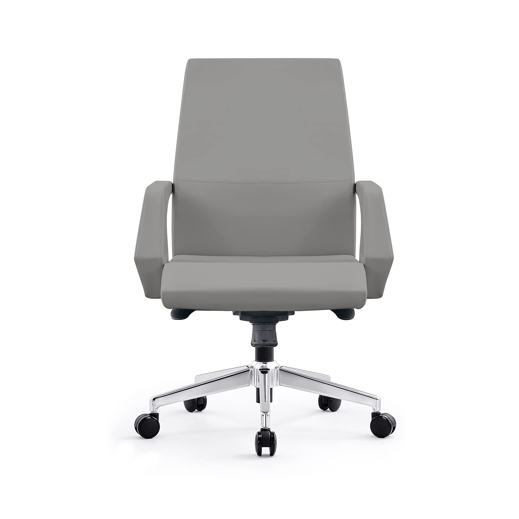 Premium Ergonomic Executive Office Chair - Adjustable Leather Desk Chair with Lumbar Support & Locking Mechanism - Grey Home Office Chair for Comfort & Productivity - Perfect for Professionals, Remote Work & Long Hours
