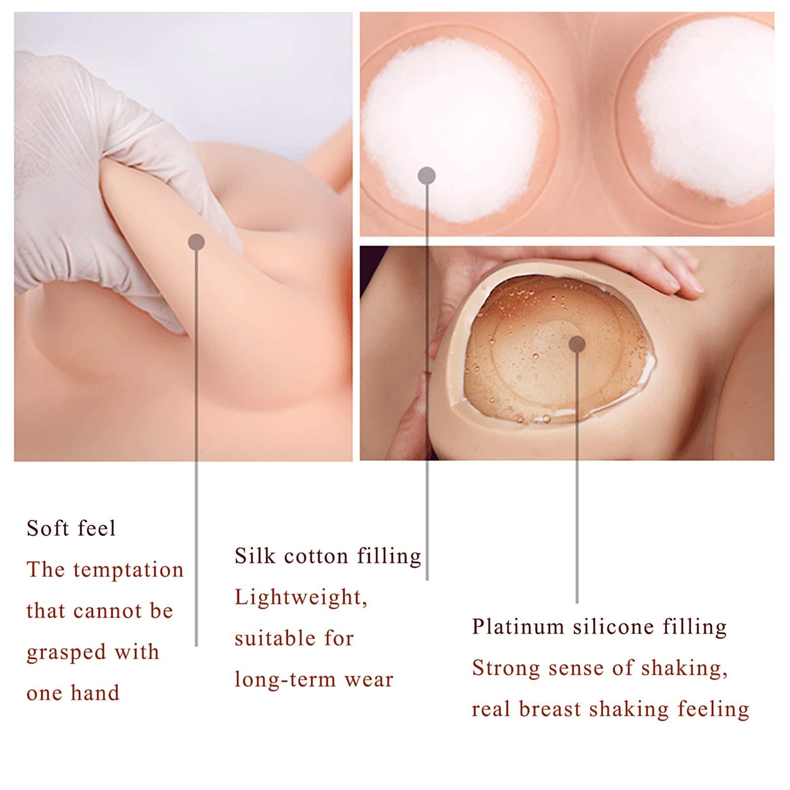 Realistic Silicone Breast Forms for Crossdressers & Trans Women - 7th Gen Lifelike Fake Breasts XL-E Cup (2-Pack, Asian Skin Tone, Silicone Filled) - Perfect for Drag Performances, Cosplay & Gender Affirmation