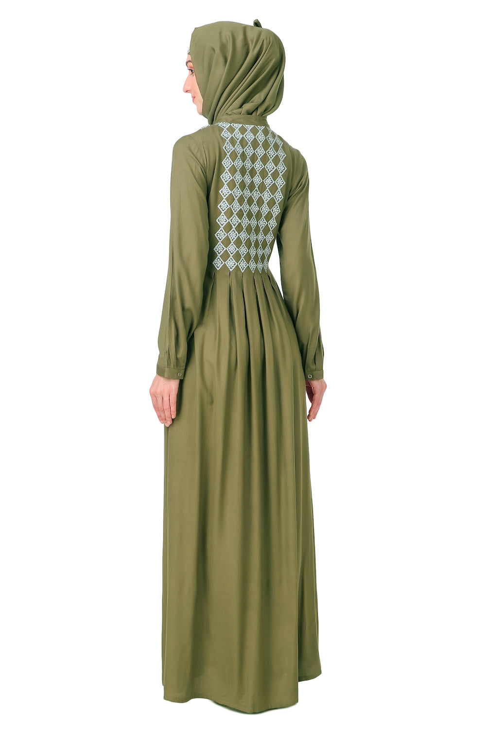 Embroidered Shirtdress Rayon Abaya - Elegant Long Sleeve Flowy Maxi Dress for Women | Perfect for Prayer, Modest Fashion & Special Occasions