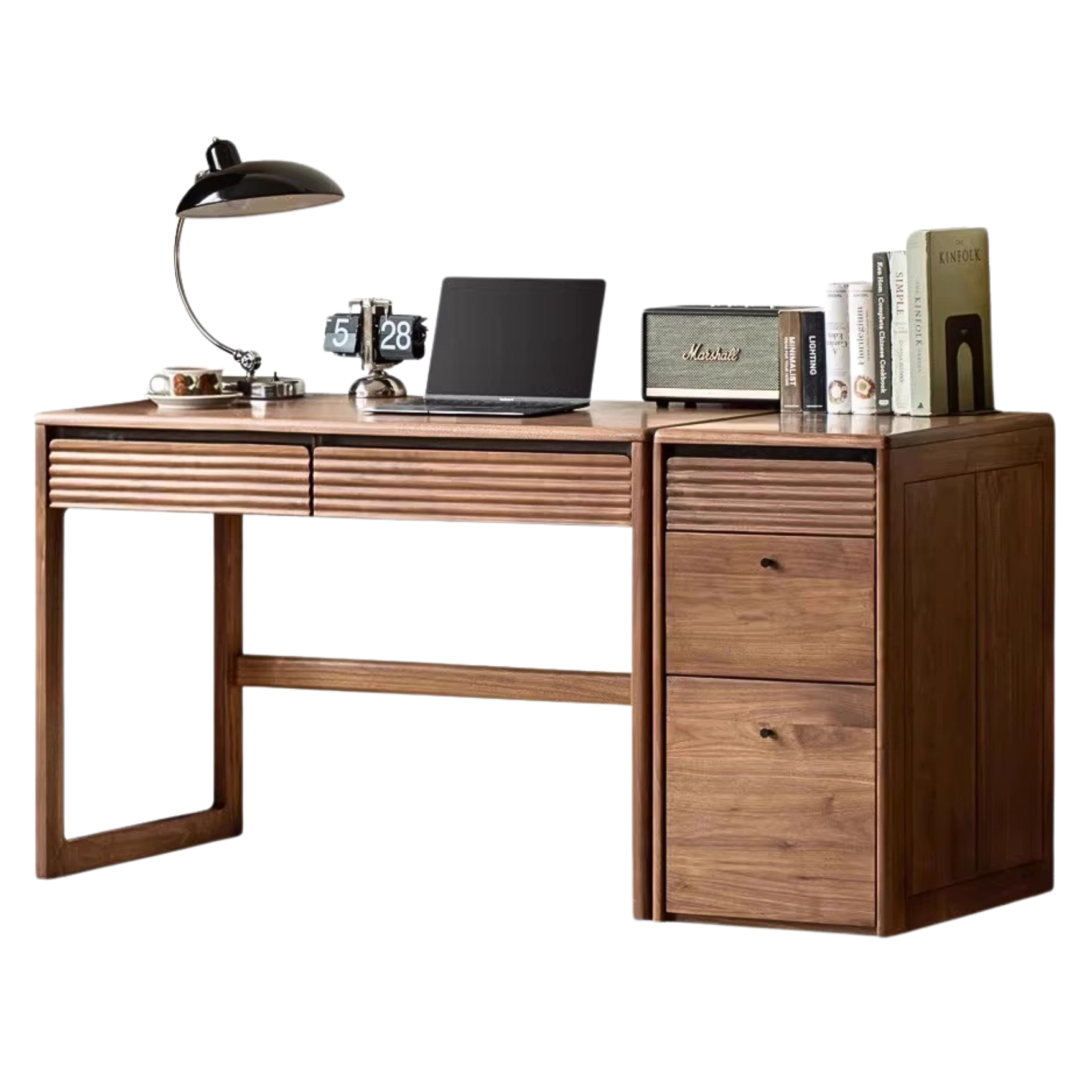 Premium Black Walnut Solid Wood Desk - Modern Nordic Style Home Office Desk for Study, Work & Writing - Durable & Stylish Workspace Solution