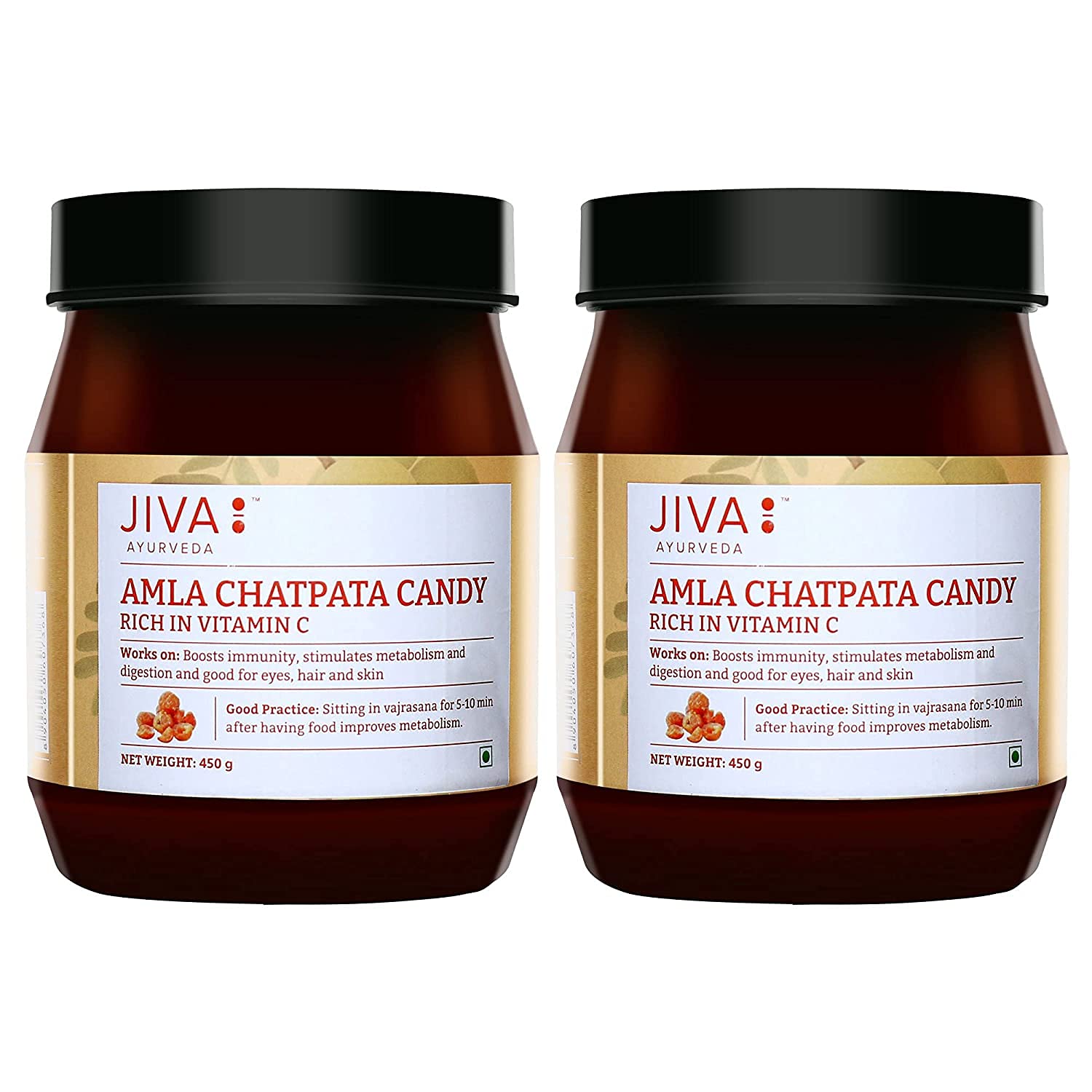 Ifra Jiva Amla Chatpata Candy - Natural Immunity Booster & Digestive Aid | Pack of 2 (450g Each) | Healthy Snack for Kids & Adults | Perfect for Travel, Office & Home Use