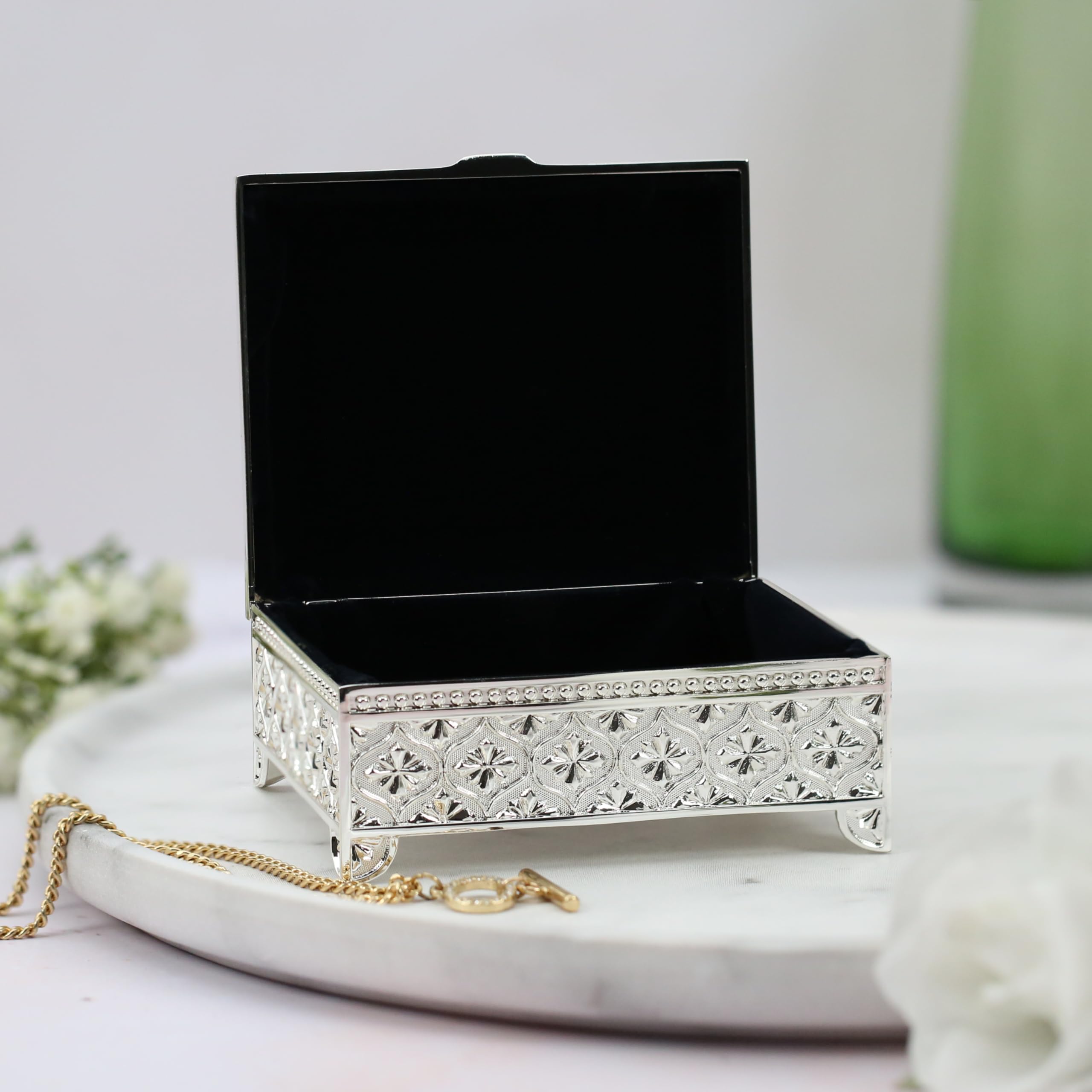 Personalized Silver Plated Christening Gift Box - Engraved Keepsake Jewelry Trinket Box with Satin Lining | Perfect Baptism, Baby Shower & First Communion Gift for Girls & Boys | Elegant Presentation Box for Special Occasions