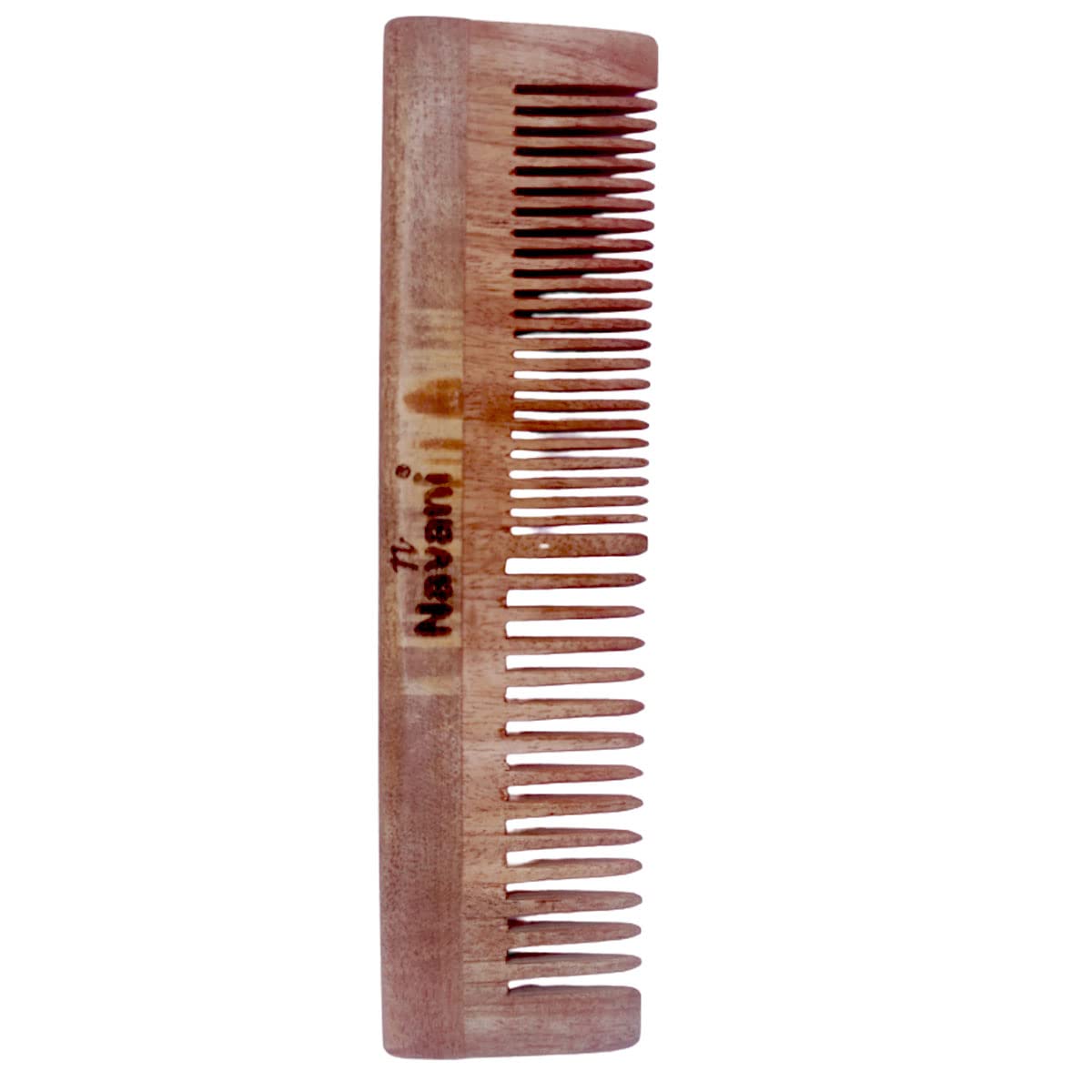 Navani Neem Wooden Dual Comb for Hair Care - Anti Hair Fall, Dandruff & Frizz Control Comb with Oil Treatment - Natural Wooden Hair Straightening Comb for Men & Women - Perfect for Daily Hair Styling and Scalp Massage at Home or Salon