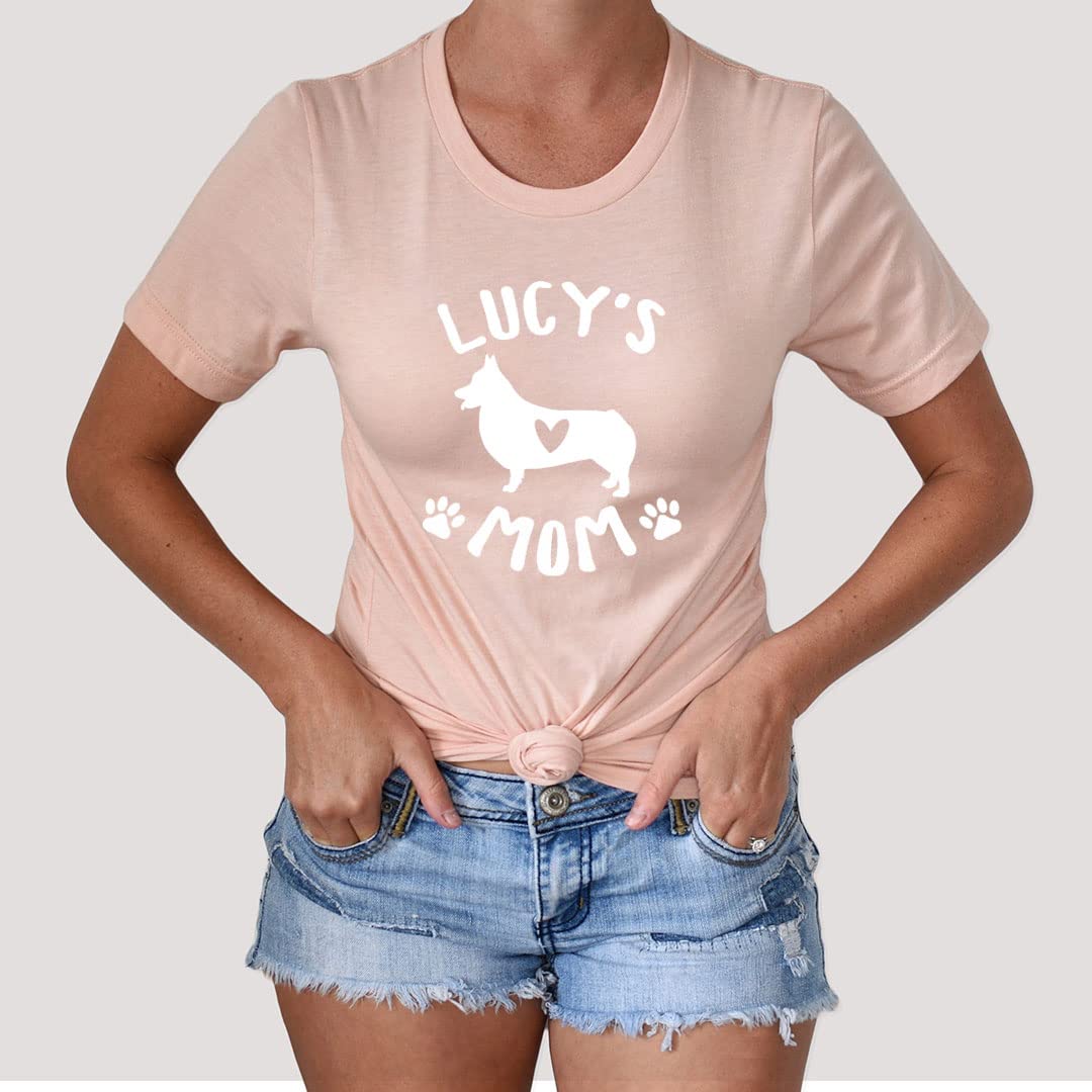 Custom Corgi Mom T-Shirt with Name - Cute Corgi Lover Gift for Dog Owners - Perfect for Mother's Day, Birthday & Casual Wear
