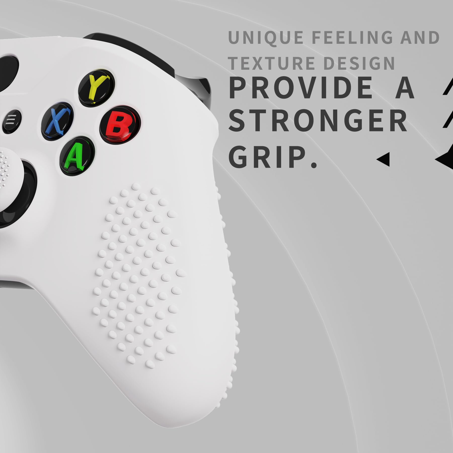 eXtremeRate PlayVital Soft Anti-Slip White Silicone Cover & Black Thumb Grips for Xbox One X/S Controller - Protective Skin Case (Controller Not Included) - Perfect for Gaming, Streaming & Long Play Sessions