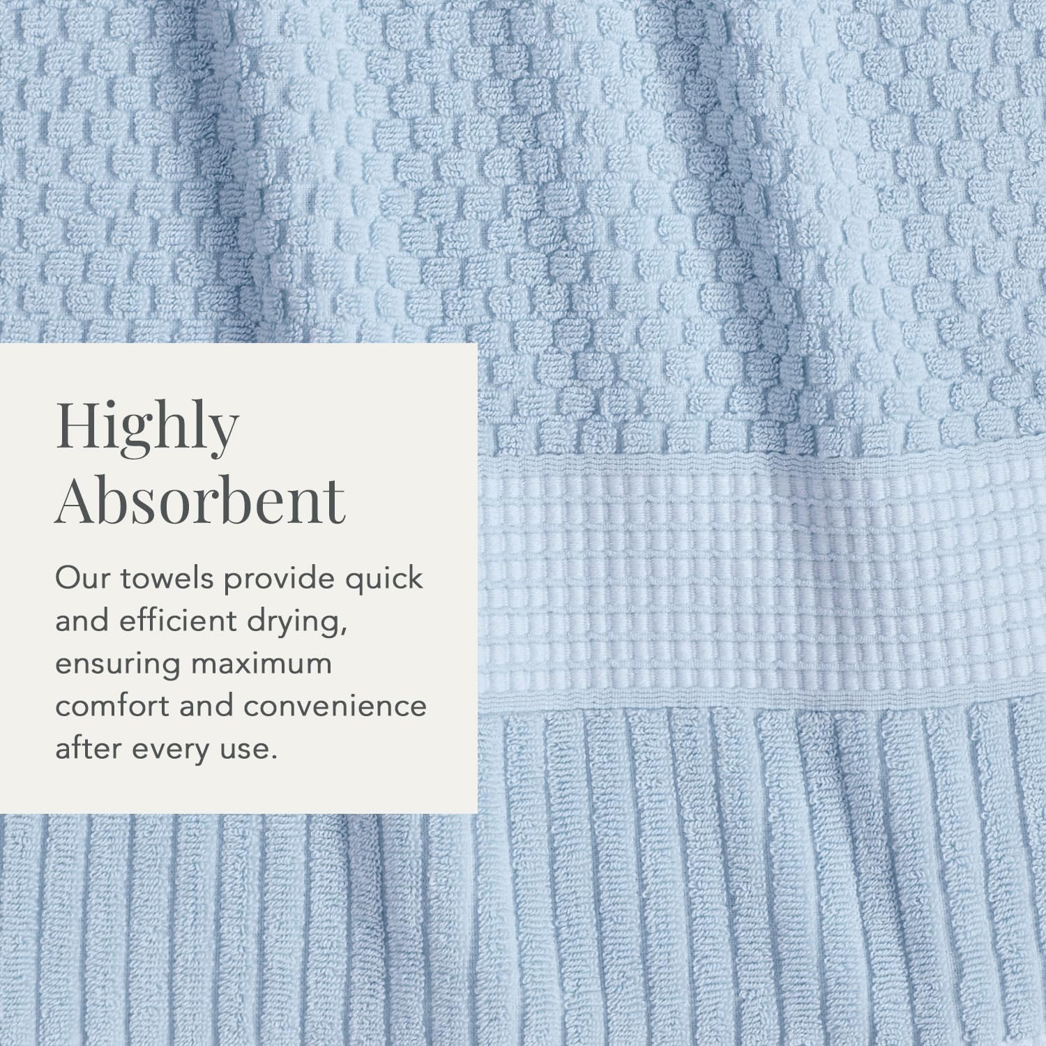 NY Loft 100% Cotton 6-Piece Towel Set - Super Soft, Absorbent & Quick-Dry Bath Towels, Hand Towels & Washcloths | Textured Durable Cotton Trinity Collection (Chambray Blue) - Perfect for Spa, Bathroom & Guest Room Luxury