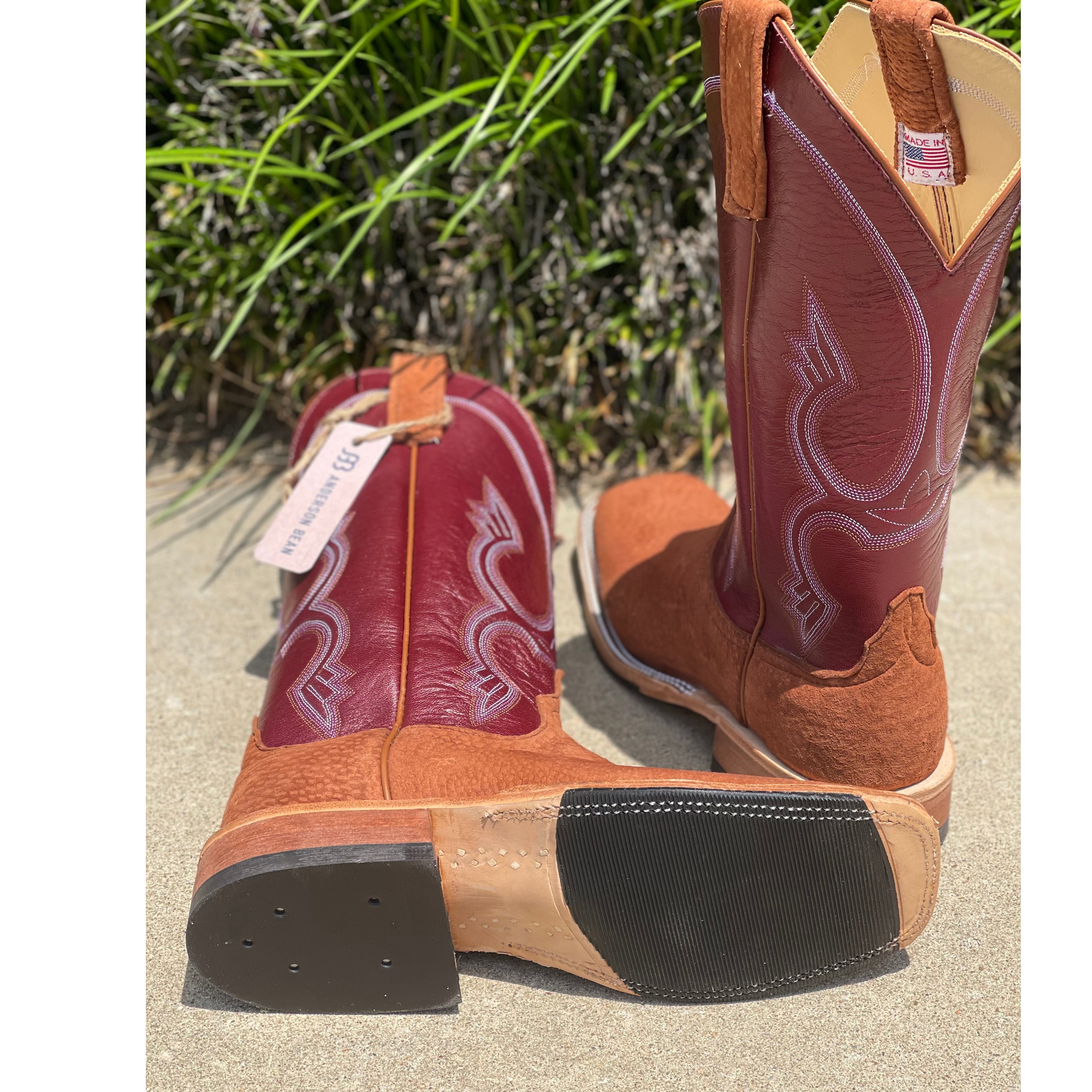 Anderson Bean Men's Rust Carpincho Cowboy Boots - Premium Leather Western Boots for Men | Perfect for Rodeo, Country Music Festivals & Outdoor Adventures