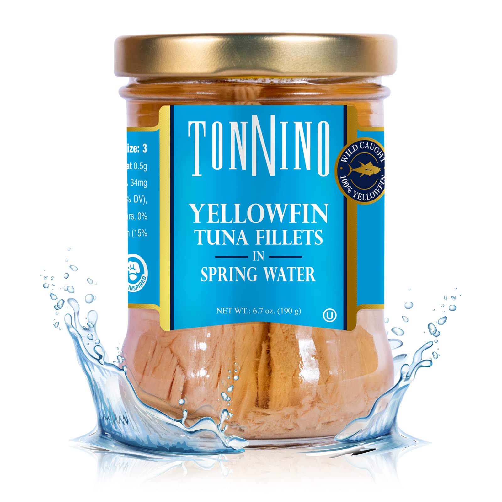 Tonnino Tuna Fillet in Water - Premium Wild Caught Albacore Tuna - 6.7 oz Can - High Protein, Low Mercury - Perfect for Salads, Sandwiches & Keto Diet