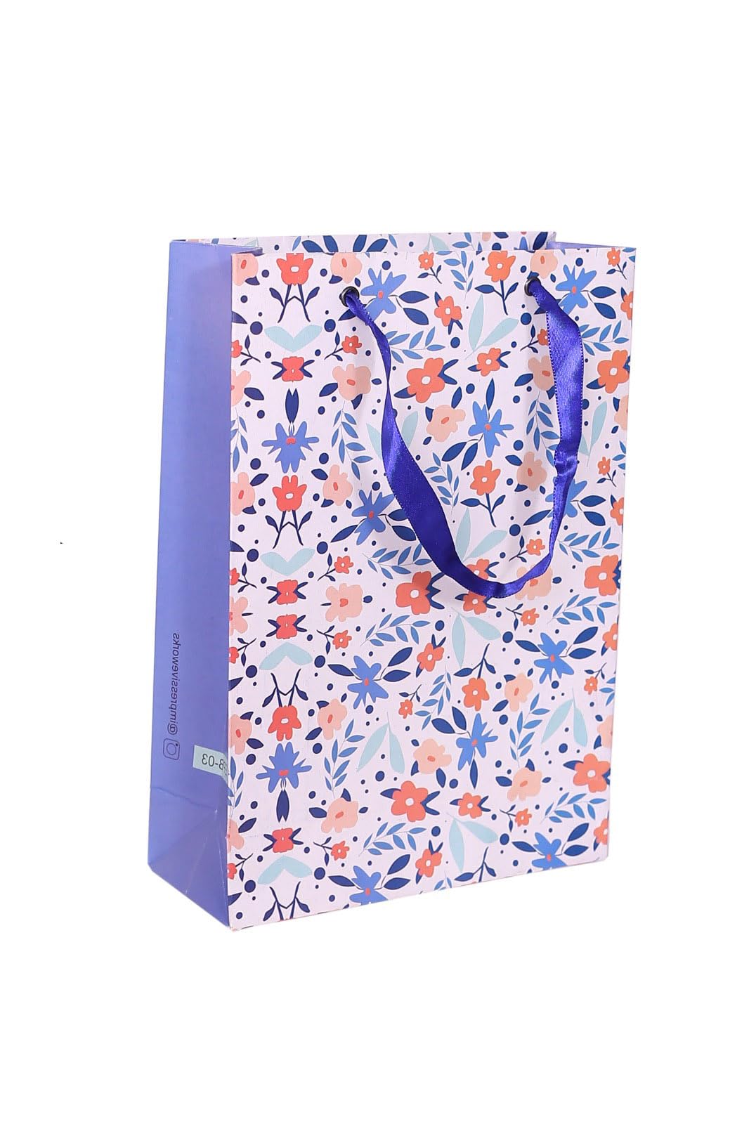Eco-Friendly Printed Paper Gift Bags with Handles - 10.5x7.5x3 Inch Party Favor Bags for Weddings, Birthdays, Baby Showers & Special Events (Pack of 10, Multicolor Blue Floral Design) - Perfect for Party Favors, Gift Wrapping & Event Decorations