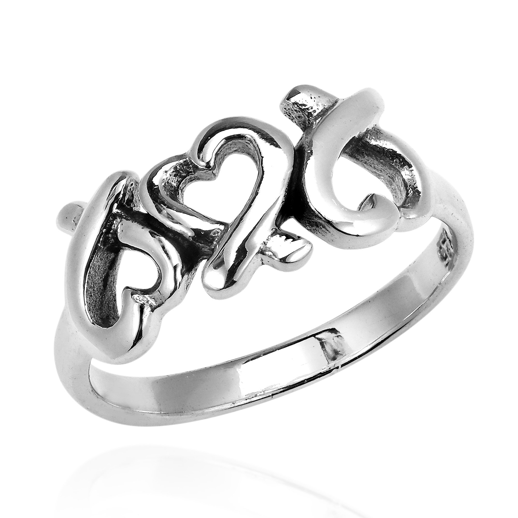 AeraVida Infinity Love Triple Hearts .925 Sterling Silver Promise Ring for Women | Cute Wedding, Friendship & Fashion Jewelry | Comfort Fit Love Symbol Ring Sizes 6-9 | Perfect for Anniversaries, Engagements & Everyday Wear
