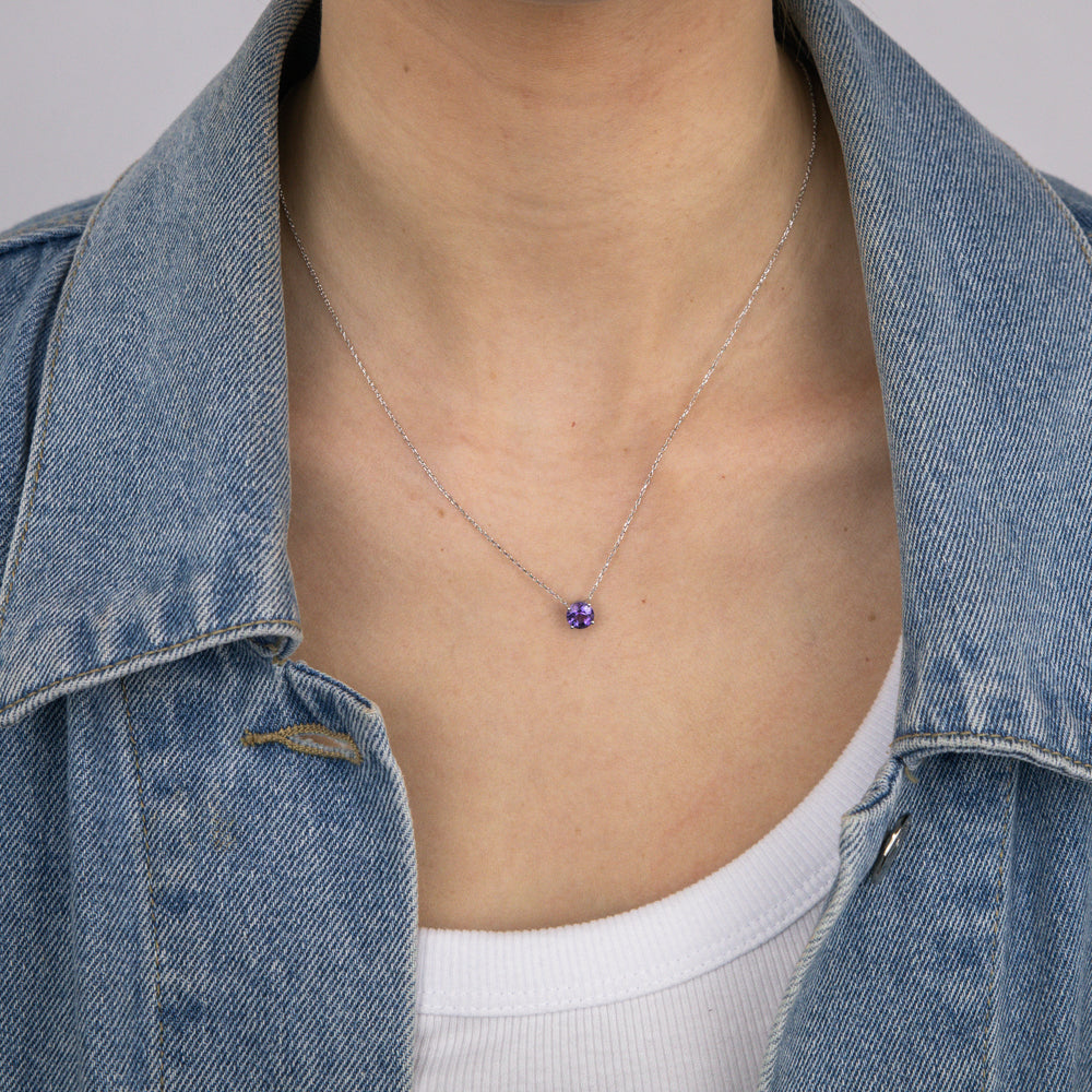 0.76 Carat Natural Amethyst Pendant Necklace with 45cm 9ct White Gold Chain - Elegant Jewelry Gift for Women, Perfect for Weddings, Anniversaries & Special Occasions