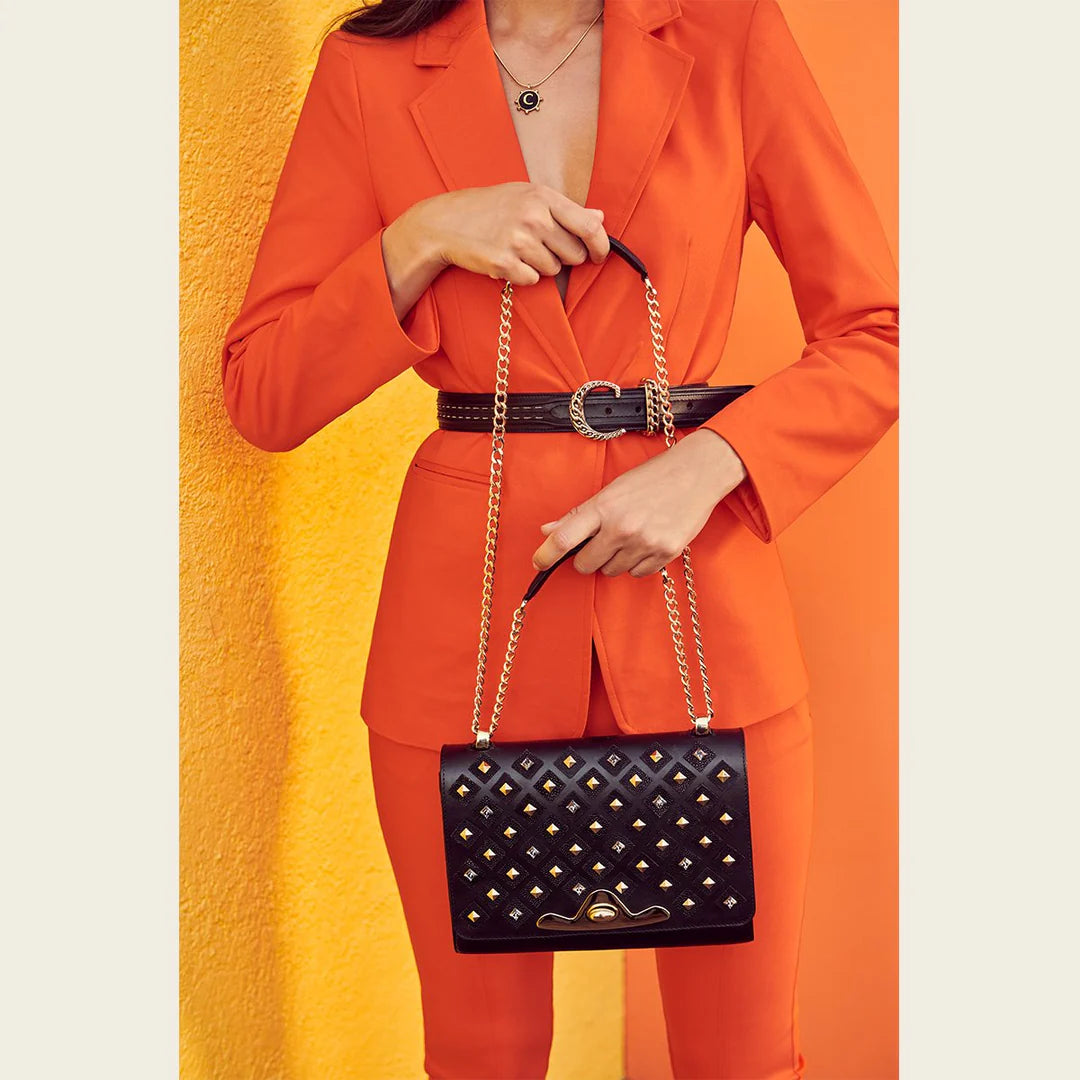 BOD84MA Women's Cuadra Black Fashion Stingray Crossbody Bag - Stylish & Durable for Everyday Use, Work, and Travel
