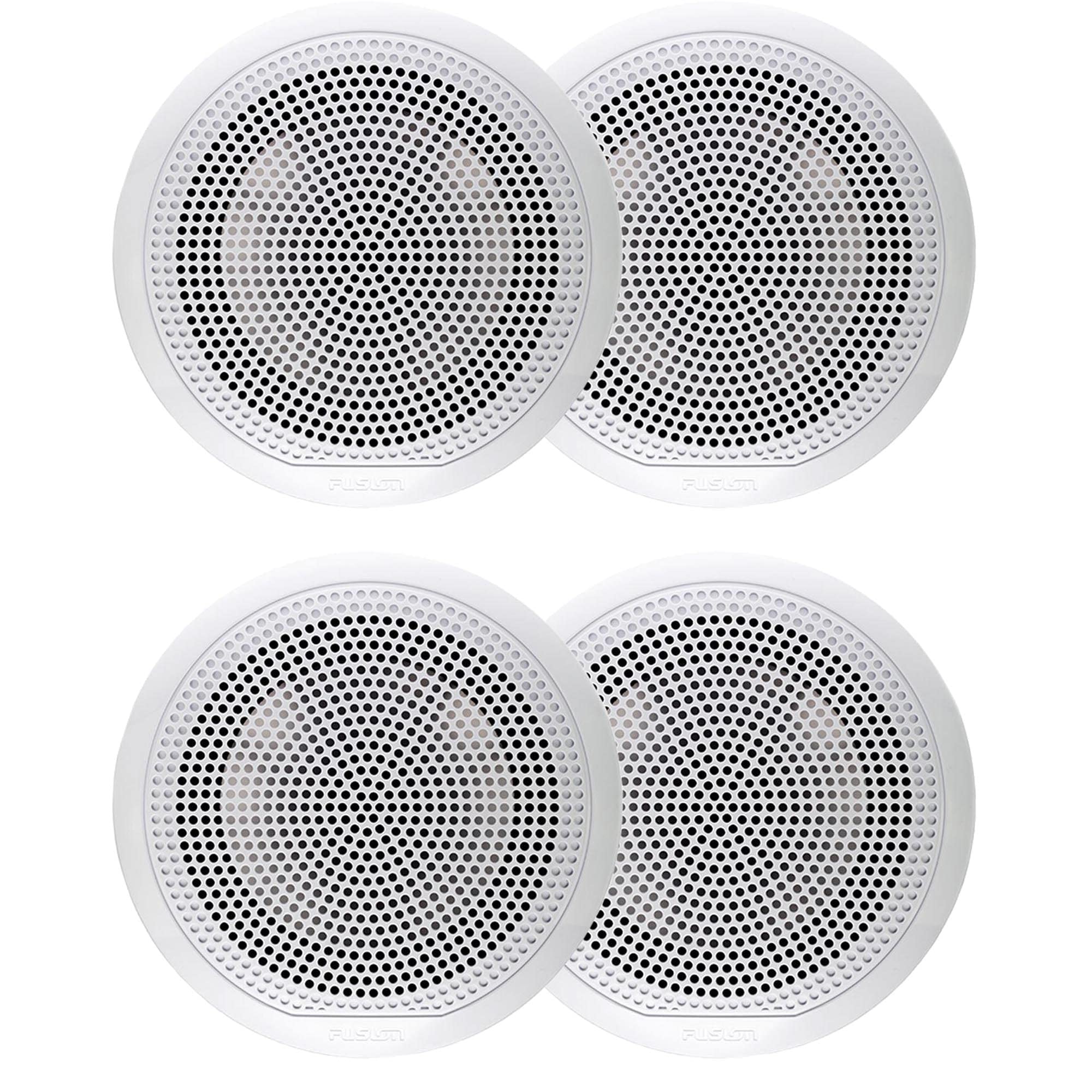 Fusion 2 Pairs EL-F651W 6.5 Inch Waterproof Marine Boat Speakers with White Classic Grills - Perfect for Boats, Yachts, and Outdoor Marine Audio Systems