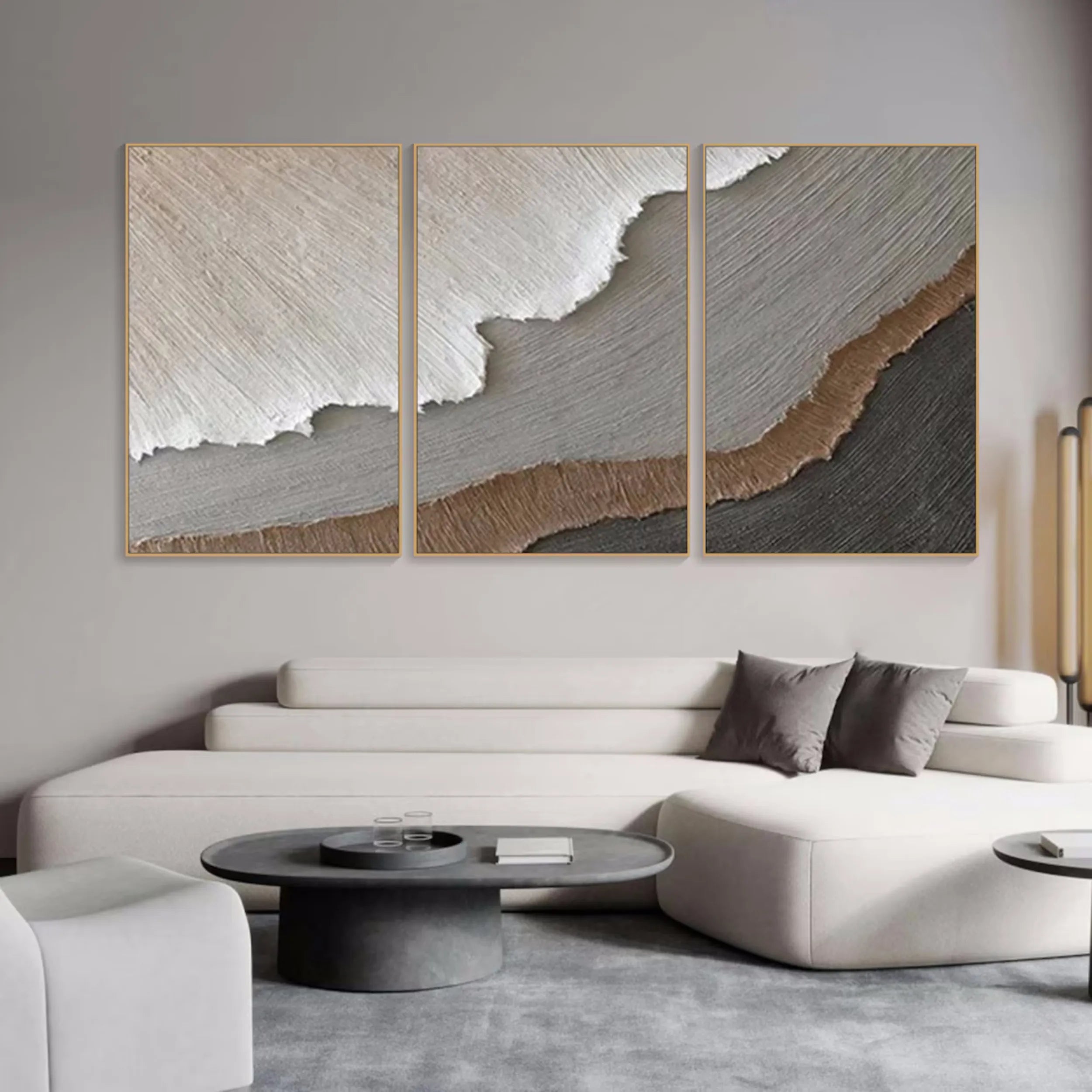 Ocean and Sky Painting Set of 3 - Coastal Wall Art for Living Room, Bedroom & Office Decor | Modern Abstract Seascape Canvas Prints | #OS144