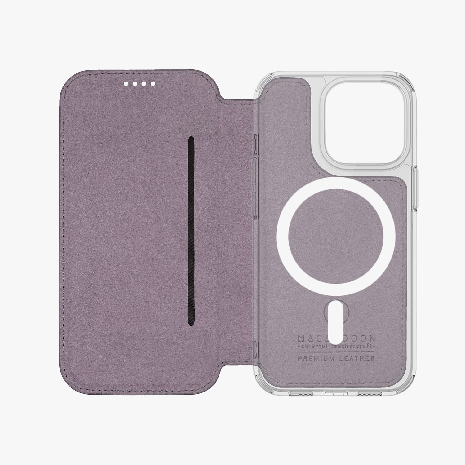 Premium iPhone 15 Pro Leather Flip Case with MagSafe - Slim Protective Cover with Clear Back for Wireless Charging | Perfect for Work, Travel & Everyday Use