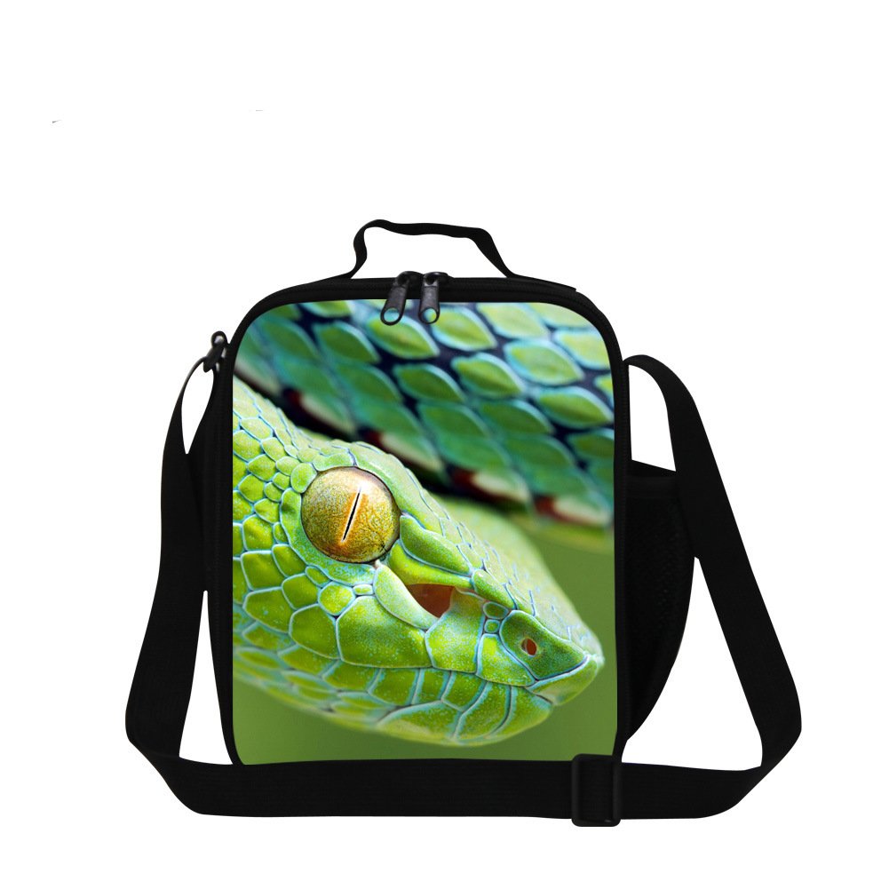 Snake Print Insulated Lunch Box for Kids - Leak Proof School Cooler Bag for Boys & Girls - Perfect for School, Picnics & Outdoor Activities
