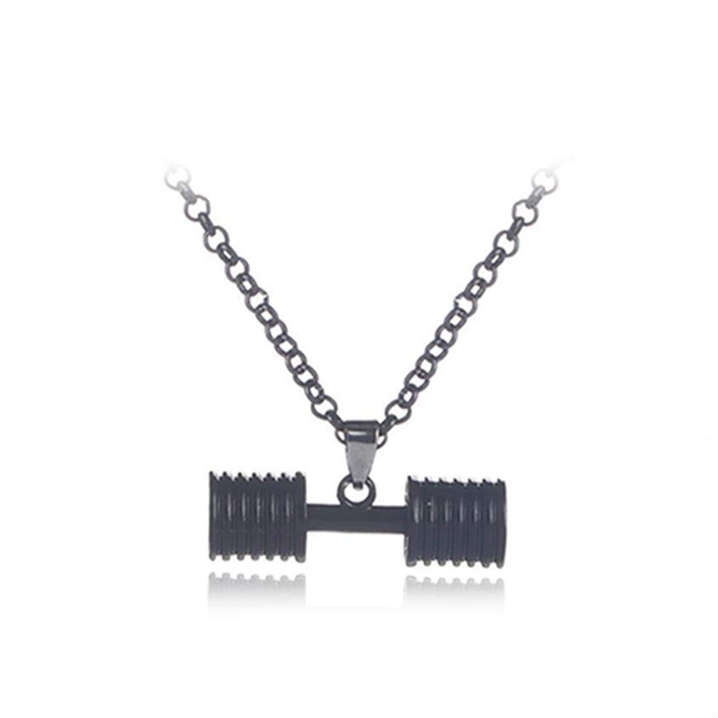 Premium Gym Dumbbell Weightlifting Barbell Chain Pendant Necklace for Men & Women - Black | Perfect for Fitness Enthusiasts, Bodybuilders & Weightlifters