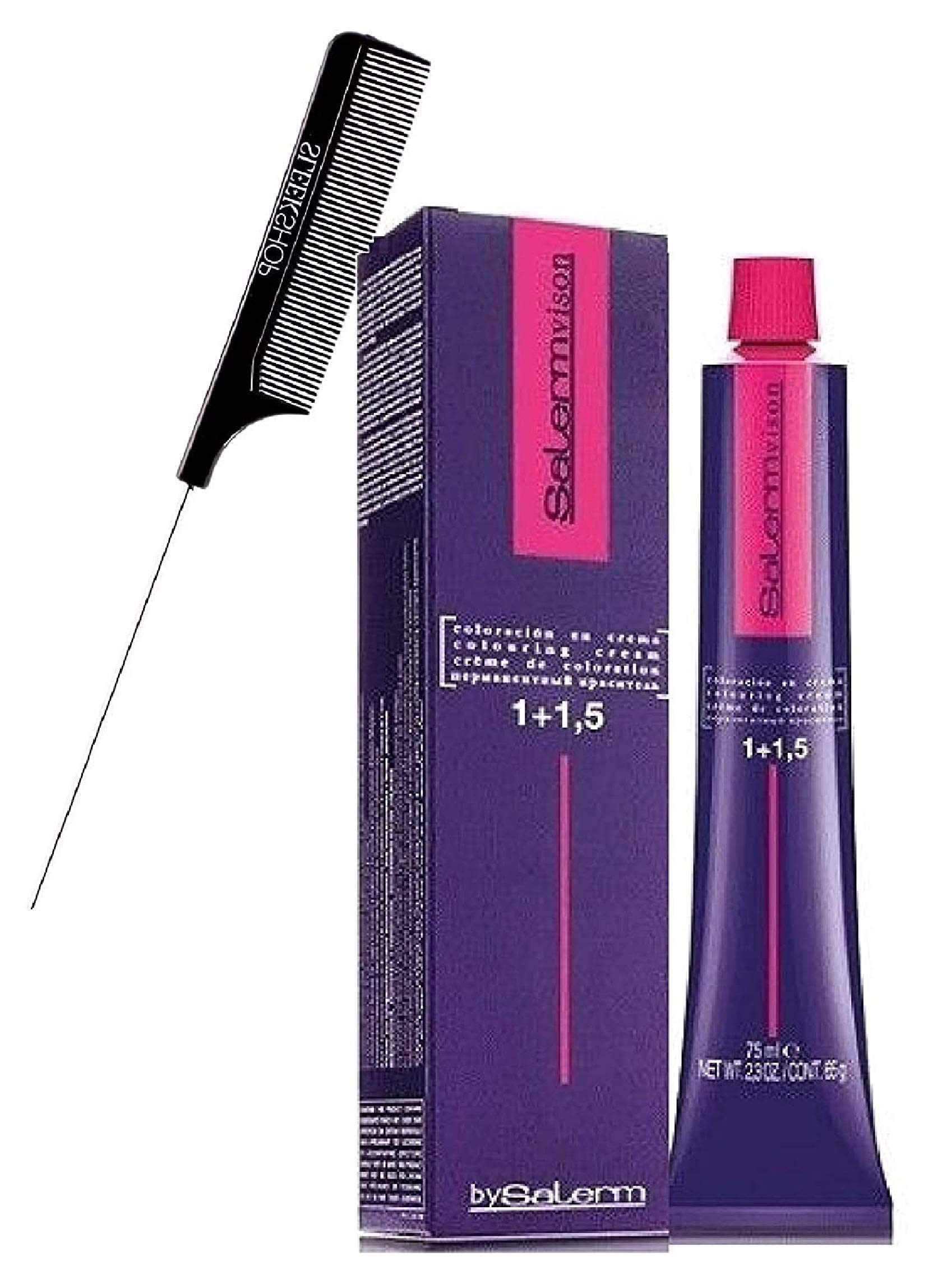Salerm Cosmetics VISION Permanent Hair Color Cream - Golden Brown (7.73) with Free Steel Comb | Covers Gray Hair in 30 Minutes | Professional Salon-Quality Hair Dye for Home Use | Perfect for Touch-Ups, Full Color Applications & Gray Coverage