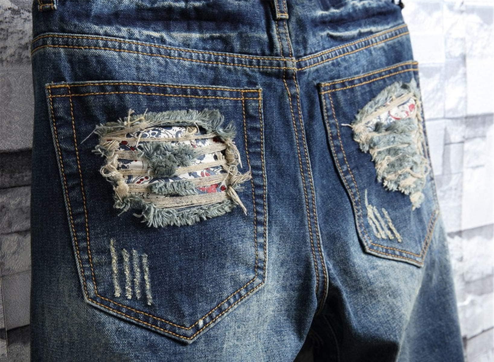 Betusline Men's Distressed Ripped Denim Shorts - Classic Straight Fit Jean Shorts for Summer | Casual Wear for Beach, Street Style & Outdoor Activities