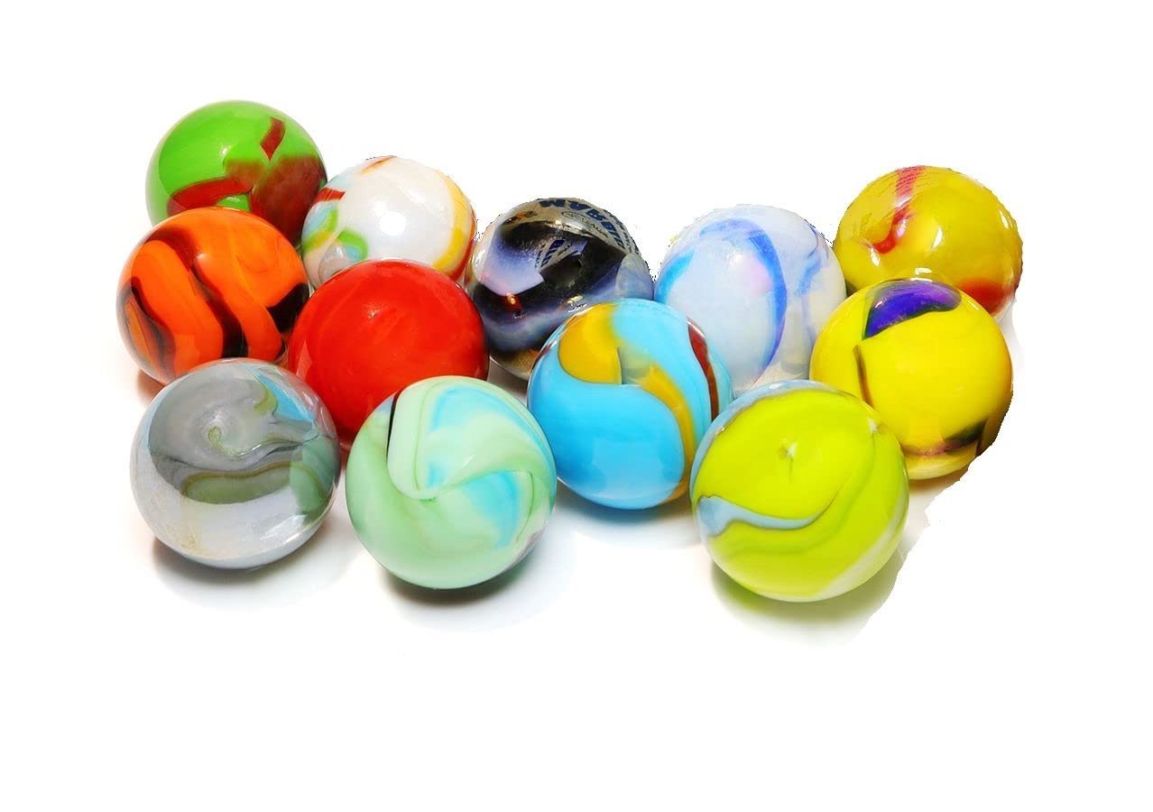 12-Pack 7/8-inch (22mm) Glass Shooter Marbles - Colorful Bulk Marbles for Kids & Adults - Perfect for Marble Games, Home Decor, Wedding Centerpieces & DIY Crafts - Durable Play & Decorative Glass Marbles