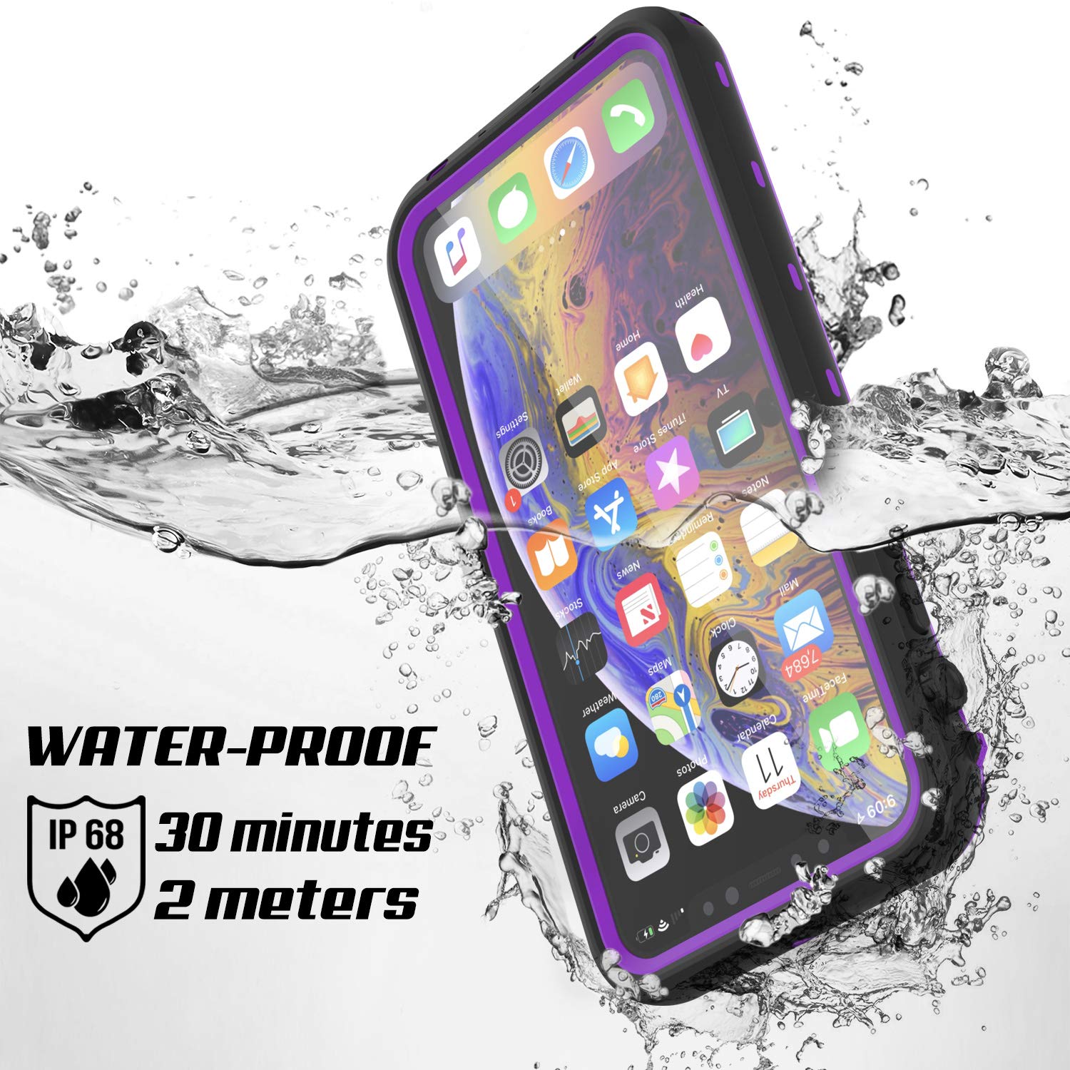 **Punkcase Waterproof Shockproof Case for iPhone 11 Pro Max – Slim Fit IP68 Certified Armor Cover with Built-in Screen Protector & Kickstand (Purple) – Perfect for Outdoor Adventures, Travel, and Daily Protection**