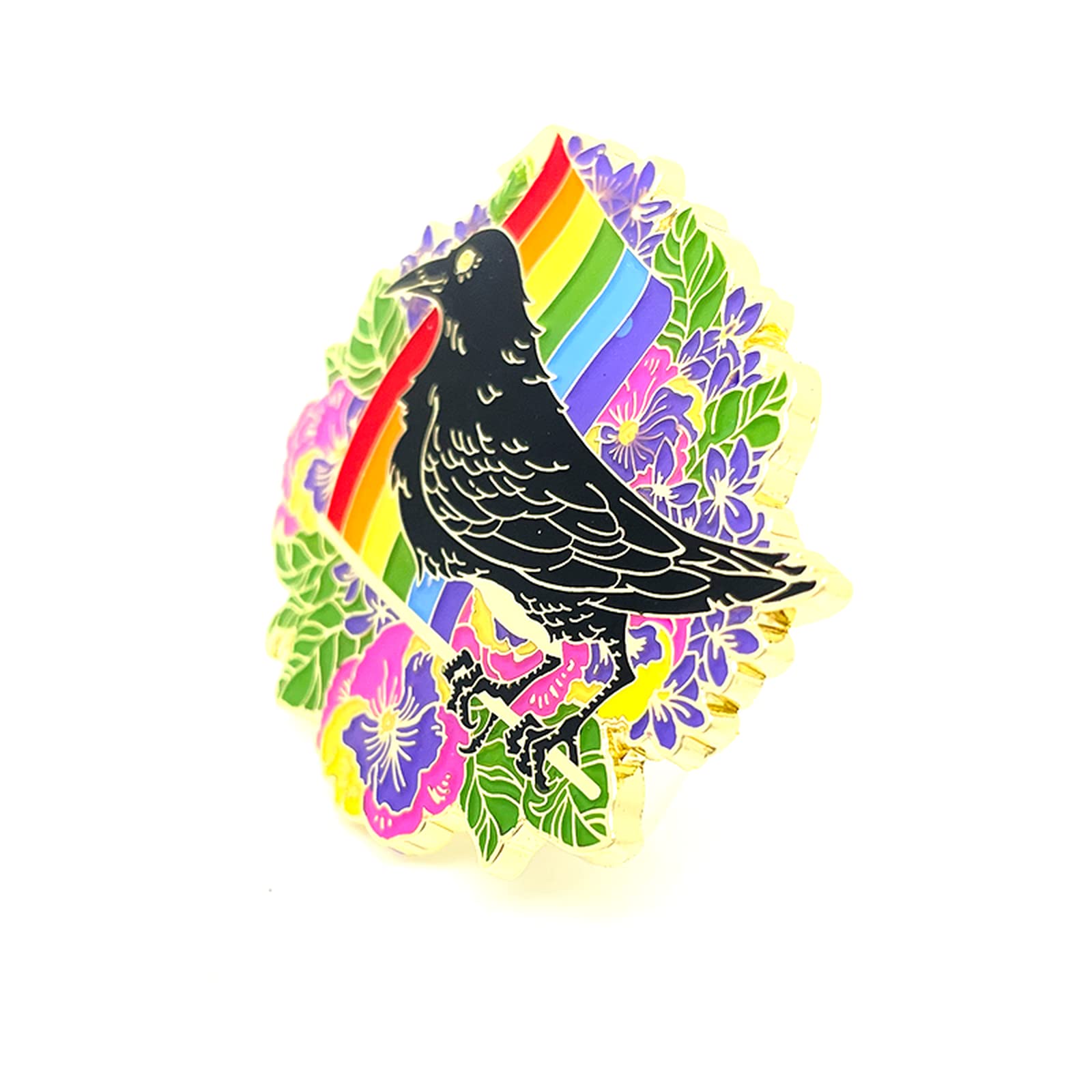 Rainbow Pride LGBTQ+ Accessories Pins - Crow Shape Transgender, Bisexual & Lesbian Flag Enamel Pins - Valentine's Day Gifts for Couples (Perfect for Backpacks, Jackets & Pride Events)