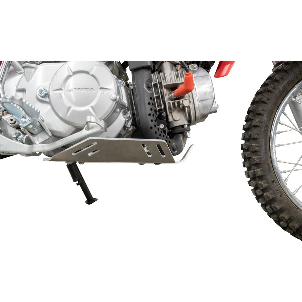 Tusk Aluminum Skid Plate for Honda CRF110F (2019-2025) | Heavy-Duty Underbody Protection | Silver Finish | Perfect for Off-Road & Trail Riding
