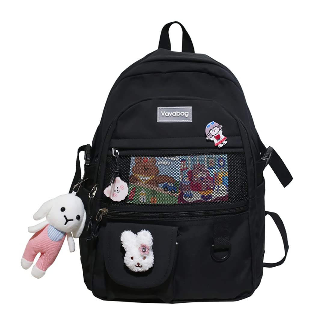 Cute Aesthetic Backpack for School - Large Capacity Kawaii Backpack with Accessories for Girls & Boys | Perfect for School, Travel & Everyday Use