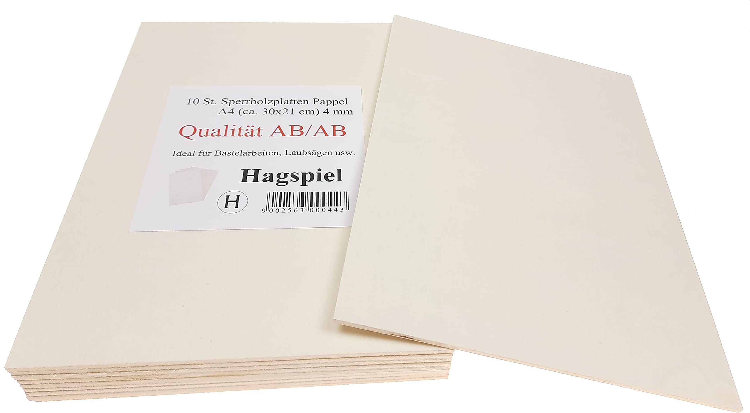 Premium Hagspiel Poplar Plywood Sheets for Scroll Sawing - 10 Pack A4 Size (8.3