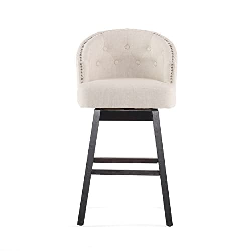 Christopher Knight Home Ogden Barstool Set of 2 - Beige Counter Height Bar Stools for Kitchen Island, Breakfast Bar & Home Decor