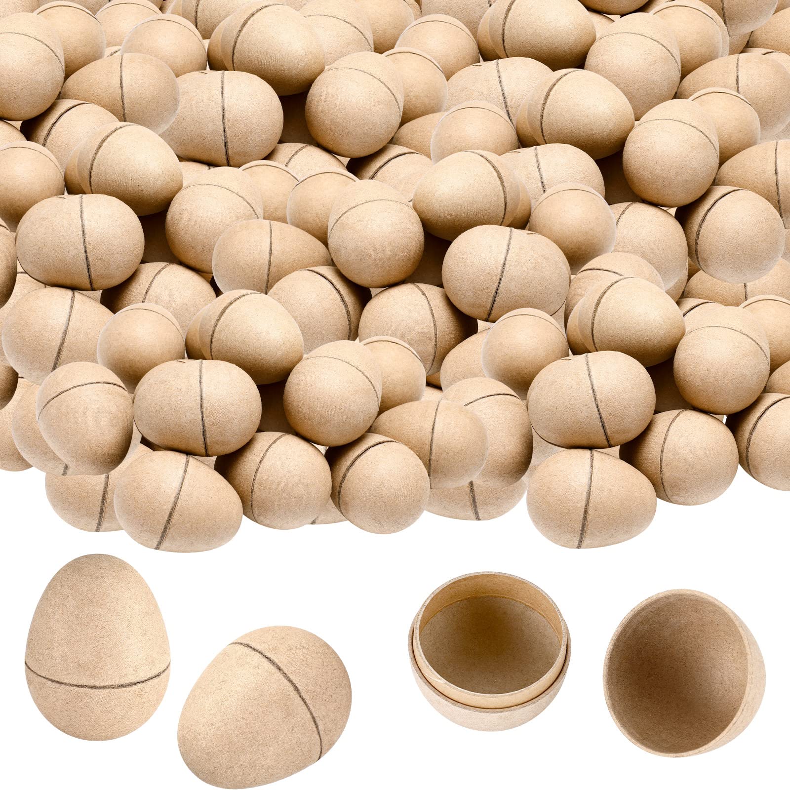 100 Pieces DIY Paper Mache Easter Eggs Bulk - 2.95 Inches Brown Hollow Craft Eggs for Easter Decorations, Spring Party Favors, Classroom Projects & Home DIY Crafts