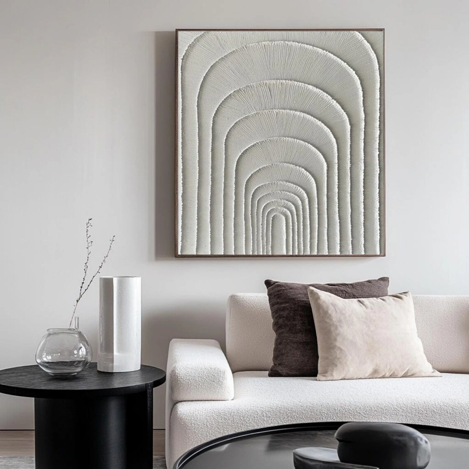 White Plaster Art Minimalist Textured Paintings Canvas Wall Decor #MM315 - Perfect for Modern Living Room, Bedroom & Office Decor