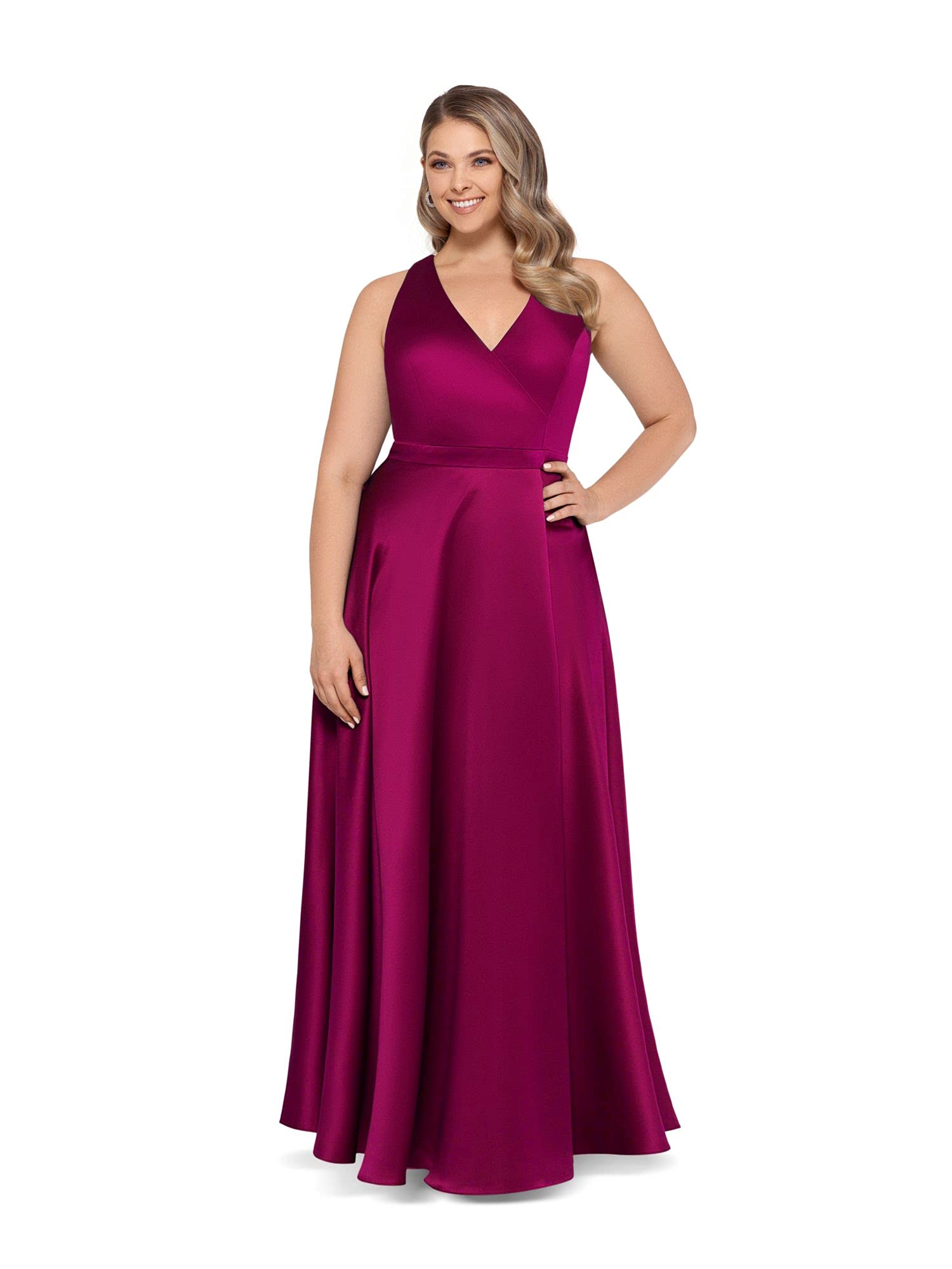 Xscape Women's Plus Size A-Line Ball Gown Evening Dress for Prom, Wedding & Formal Events - Elegant Long Sleeve Floor-Length Party Gown