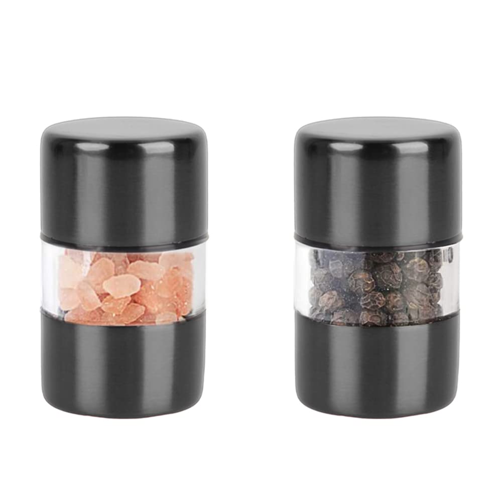 Premium Stainless Steel Sea Salt and Pepper Grinder Set - Adjustable Ceramic Spice Mill for Kitchen, Dining & Travel (2-Pack, Black) | Perfect for Home Cooking, Restaurants & Outdoor Picnics