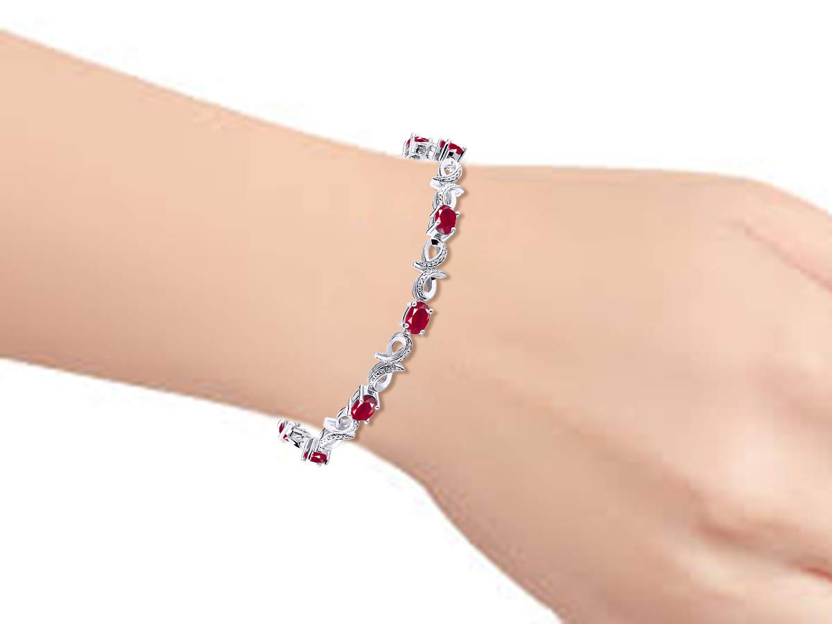 Rylos Women's 925 Sterling Silver Infinity Tennis Bracelet with Gemstones & Diamonds - Adjustable 7
