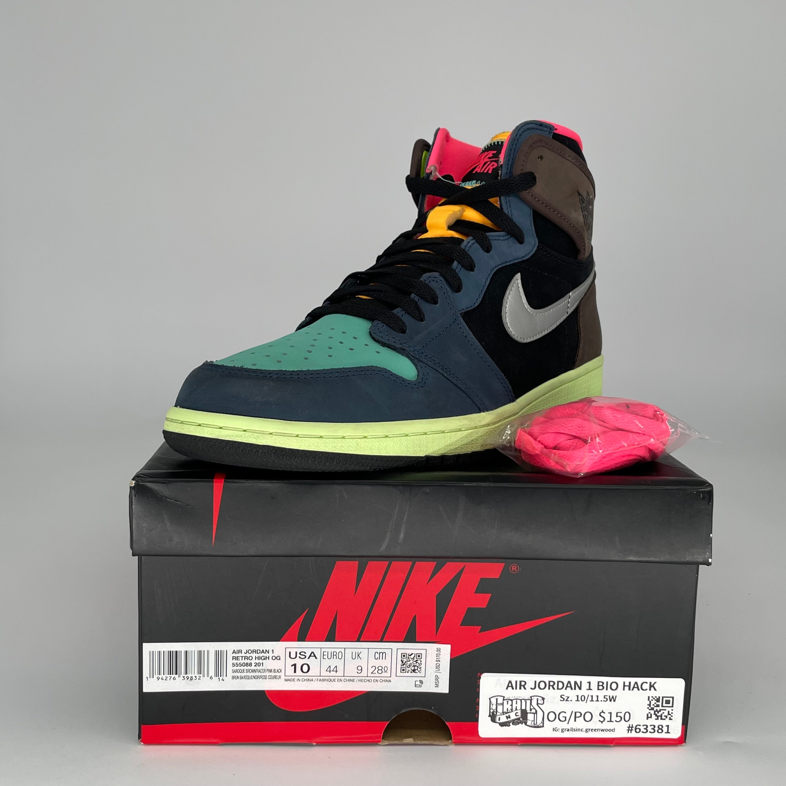 AIR JORDAN 1 BIO HACK Sneakers Men's Size 10 - 555088-201 Retro High OG Basketball Shoes for Streetwear & Casual Outfits