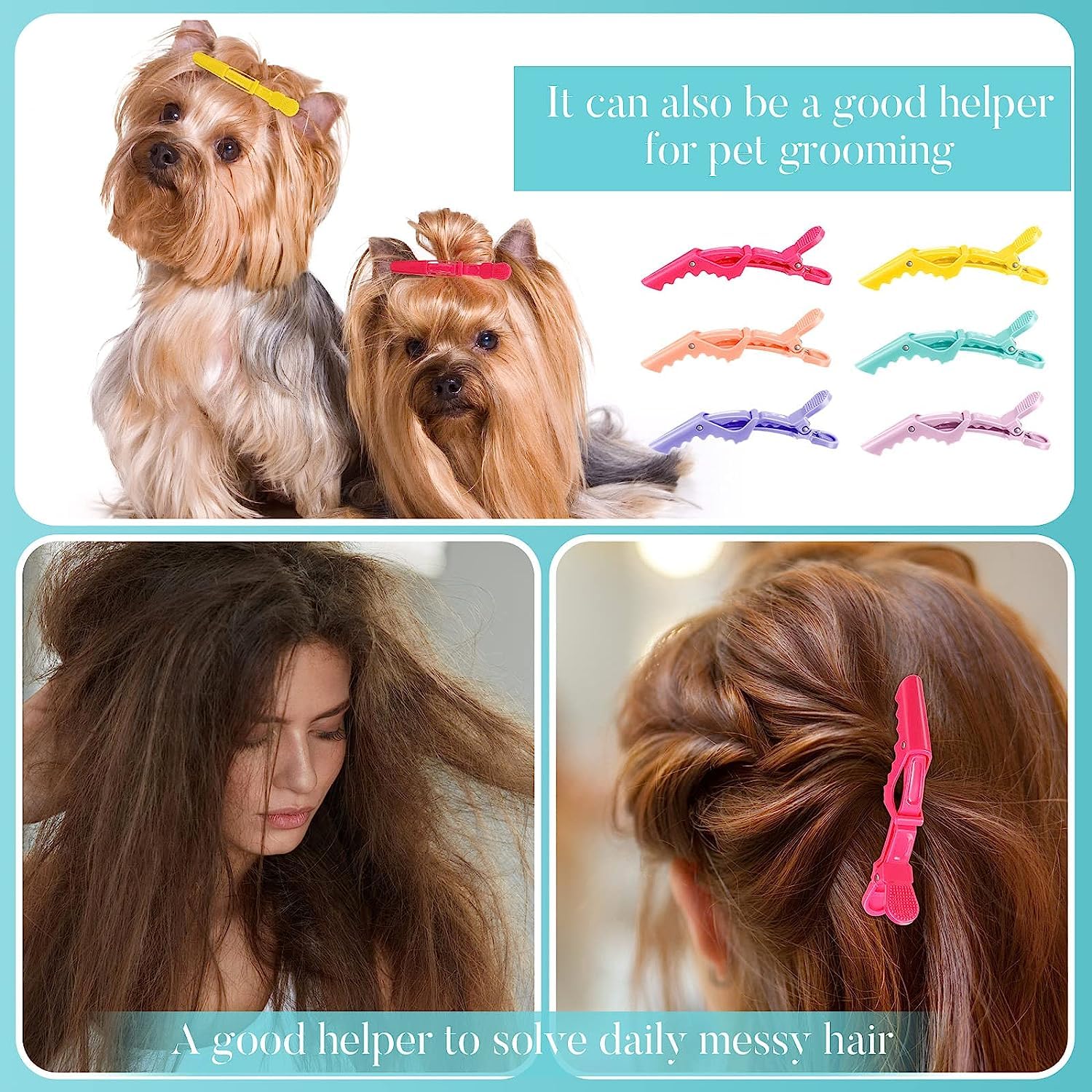 Professional 6Pcs Crocodile Hair Clips - Anti-Slip Hairdressing Sectioning Claws for Salon Styling, DIY Hair Barrettes for Girls & Boys (Multicolor) - Perfect for Braiding, Updos, and Everyday Hairstyles