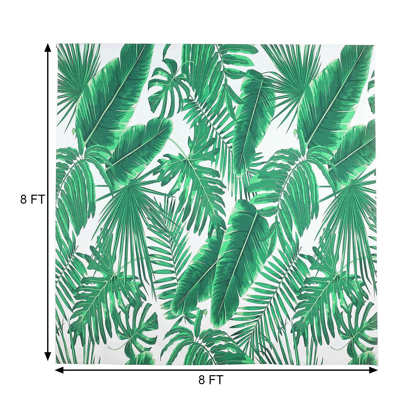 8 ft Vinyl Photography Backdrop Tropical Leaves Printed - Wedding Reception Party Decor, Baby Shower, Birthday, Bridal Shower Background