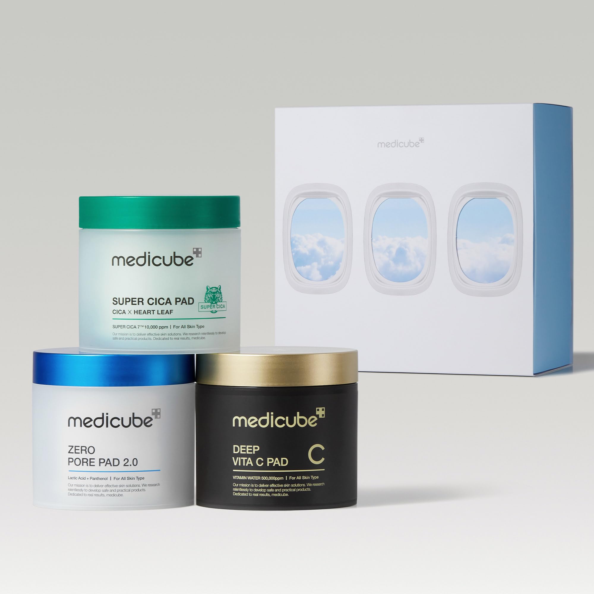 Medicube Toner Pads Gift Set - Korean Exfoliating & Hydrating Skincare Set with 210 Pads | Perfect Holiday, Christmas Gift for Women & Men | Ideal for Daily Skincare Routine, Travel & Gifting