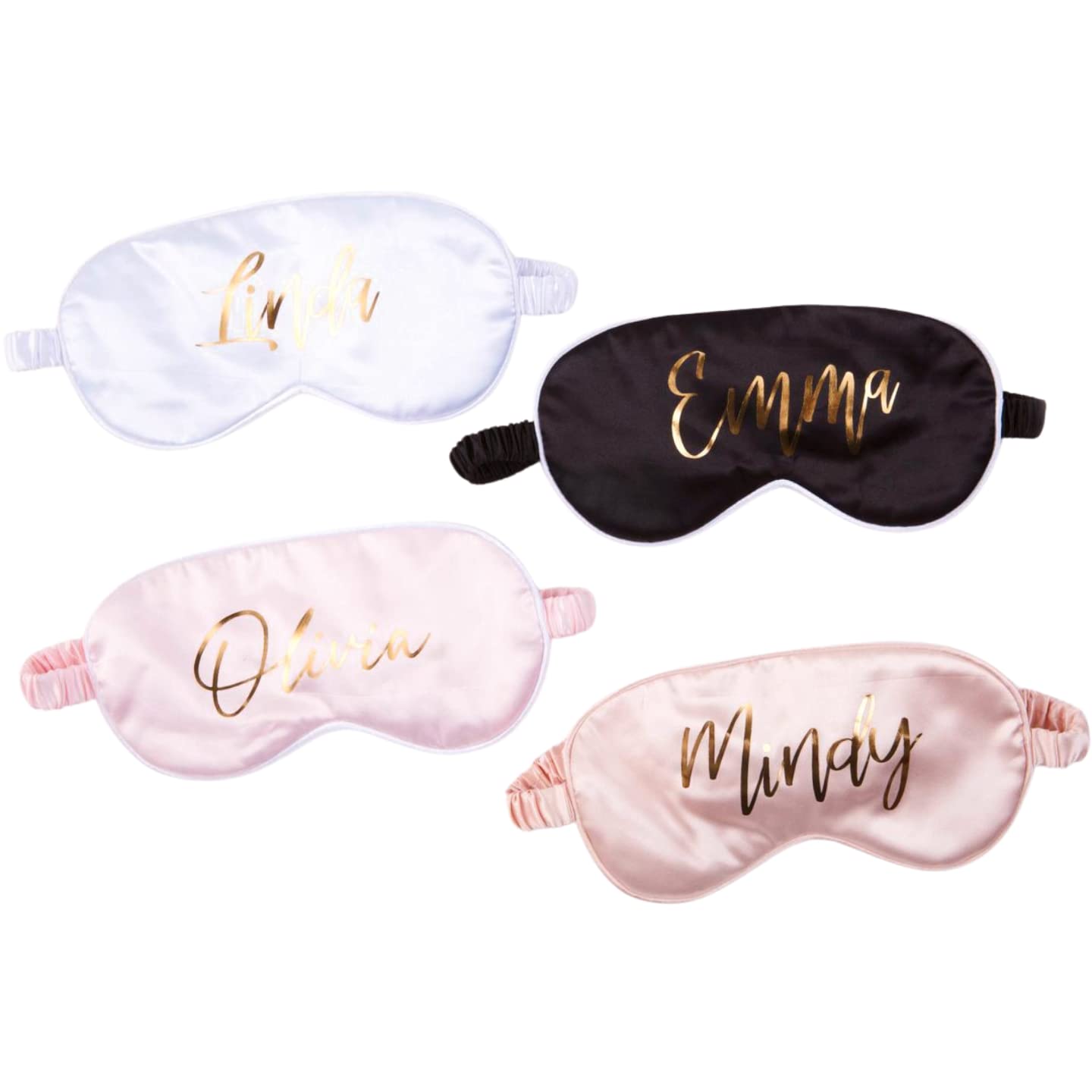 Silk Sleep Mask for Women - Soft Satin Eye Mask for Sleeping, Bridesmaid Gifts, Bachelorette Party Favors (Black) - Perfect for Travel, Spa, and Nighttime Relaxation