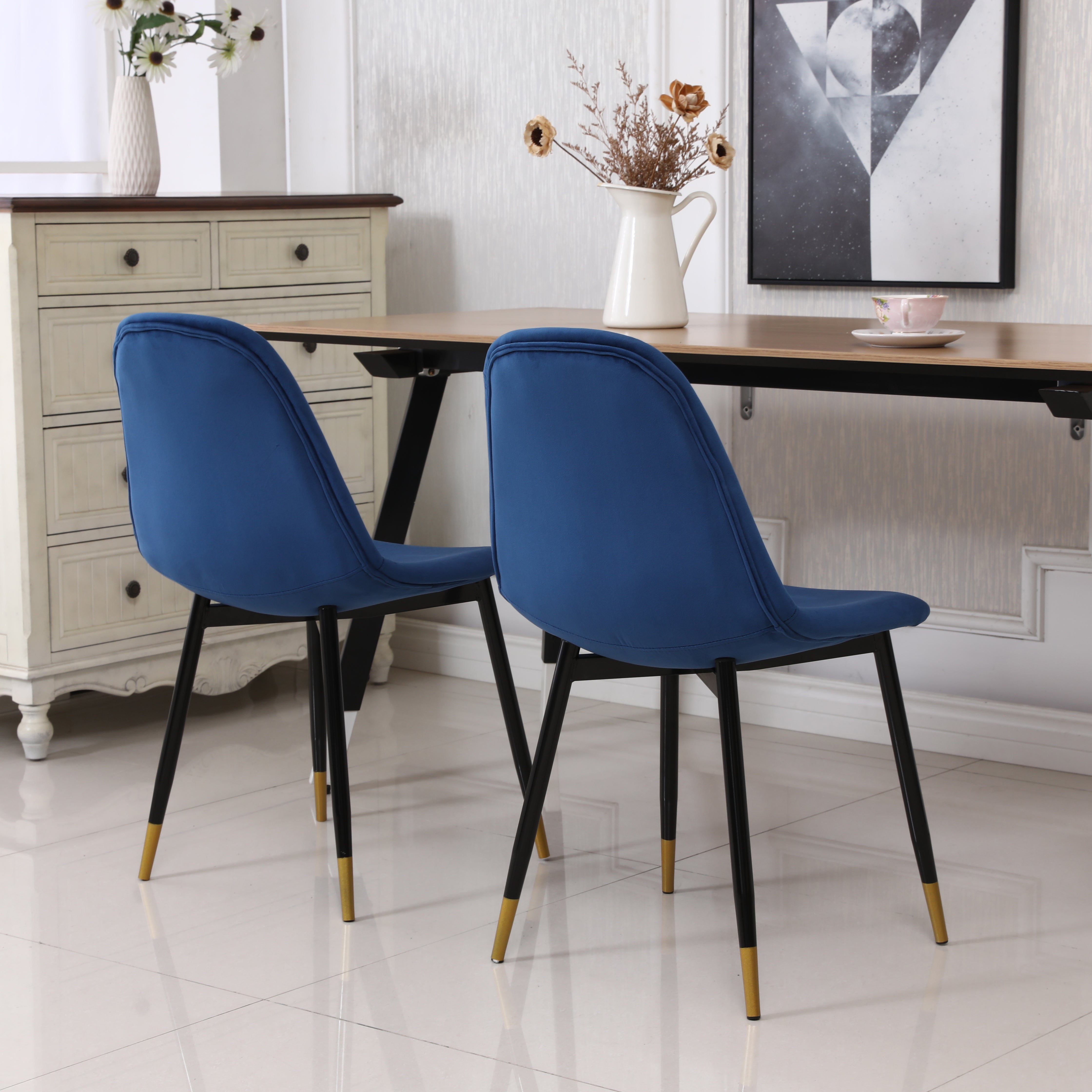 Roundhill Furniture Lassan Contemporary Fabric Dining Chairs, Set of 4 - Modern Upholstered Side Chairs for Kitchen, Dining Room & Office - Comfortable & Stylish Seating Solution