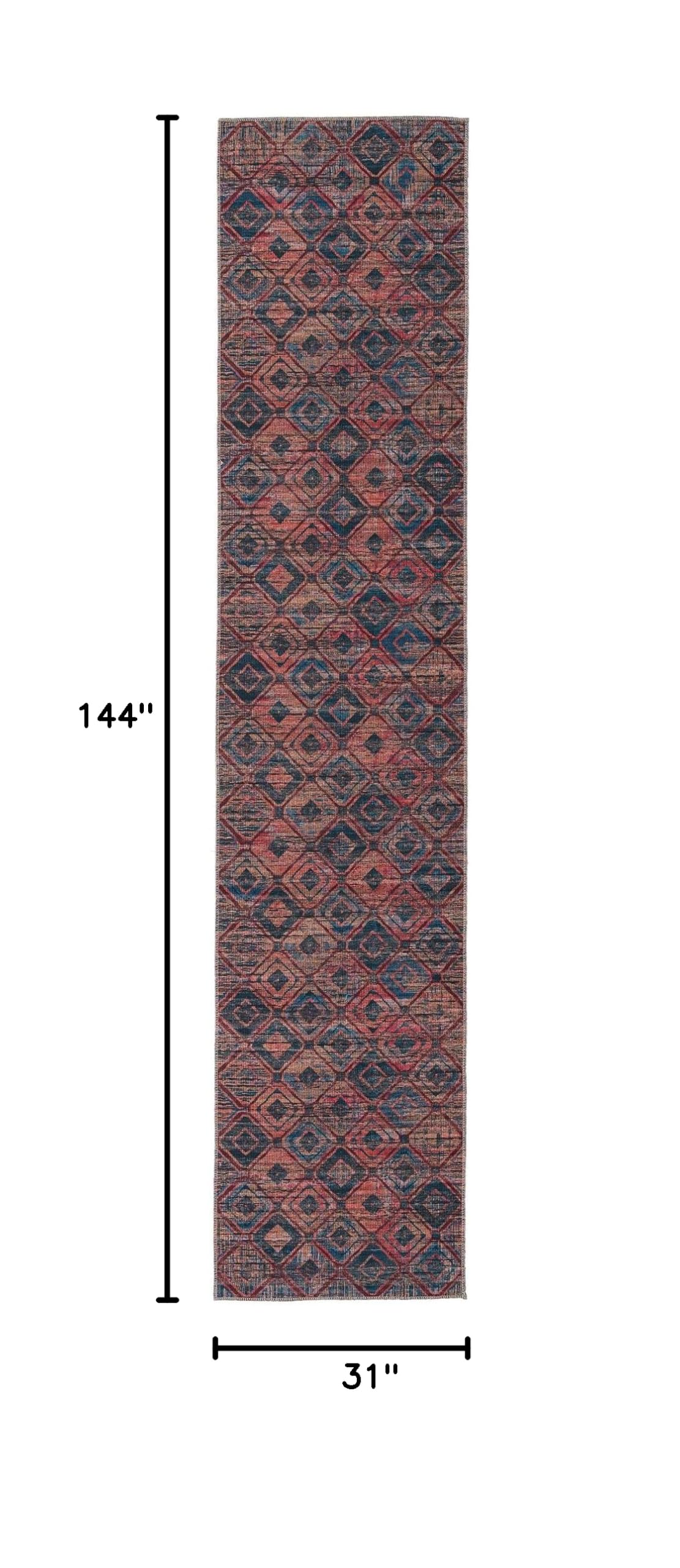 Washable Blue Flatweave Runner Rug 12ft - Sisu Collection by Rugs.com | Non-Slip Hallway & Entryway Rug for High Traffic Areas | Easy to Clean Indoor Carpet for Living Room, Bedroom & Office