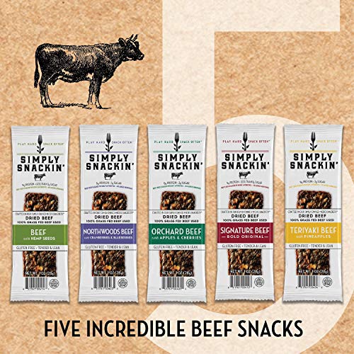 Simply Snackin' Beef Jerky Variety Pack - 20 Count | Premium Dried Meat Snacks for Hiking, Camping & On-the-Go | High Protein Low Carb Keto-Friendly Treats