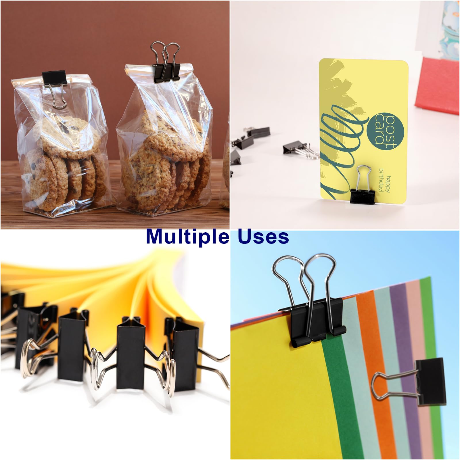 Ufmarine 120 Pcs Mini Binder Clips - Small Black 15mm Paper Clips for Office, School & Home Organization | Perfect for Documents, Photos & Craft Projects
