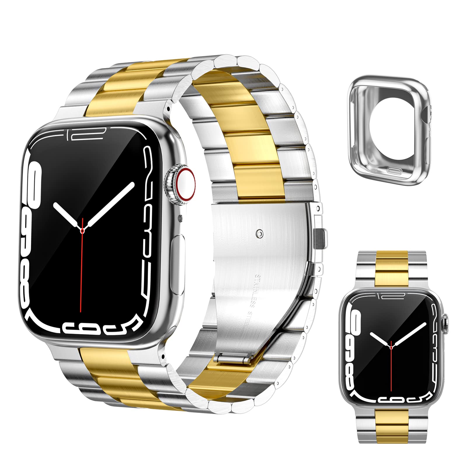 Premium Stainless Steel Apple Watch Band 38mm 40mm 42mm 44mm - Durable Metal Replacement Strap Compatible with iWatch SE Series 9/8/7/6/5/4/3/2/1 - Unisex Design for Men & Women - Perfect for Workouts, Office Wear & Everyday Fashion