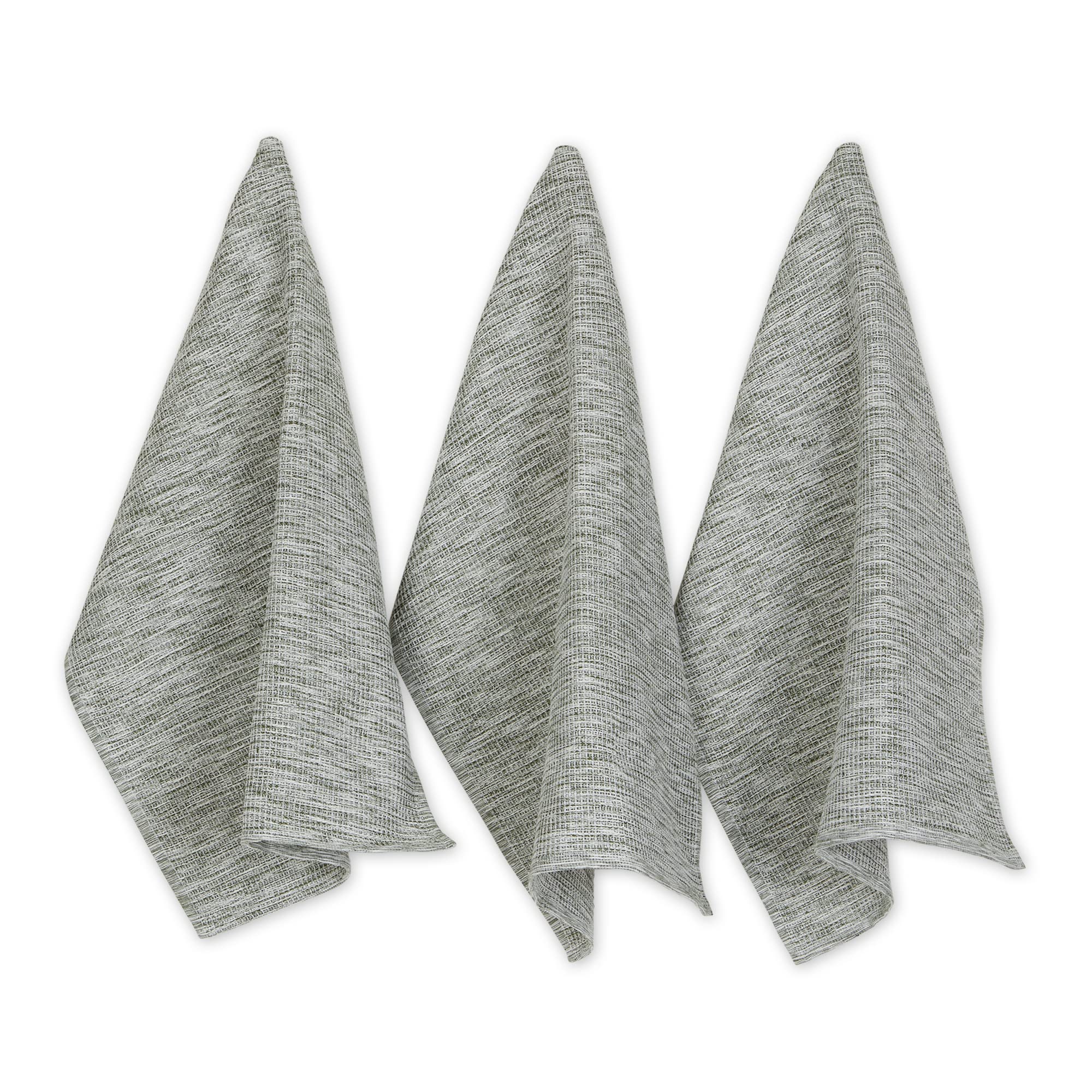Eco-Friendly DII Recycled Cotton Waffle Dish Towel Set - Sage Green, 20x30 Inches, 3-Piece Absorbent Kitchen Towels for Drying Dishes & Decor